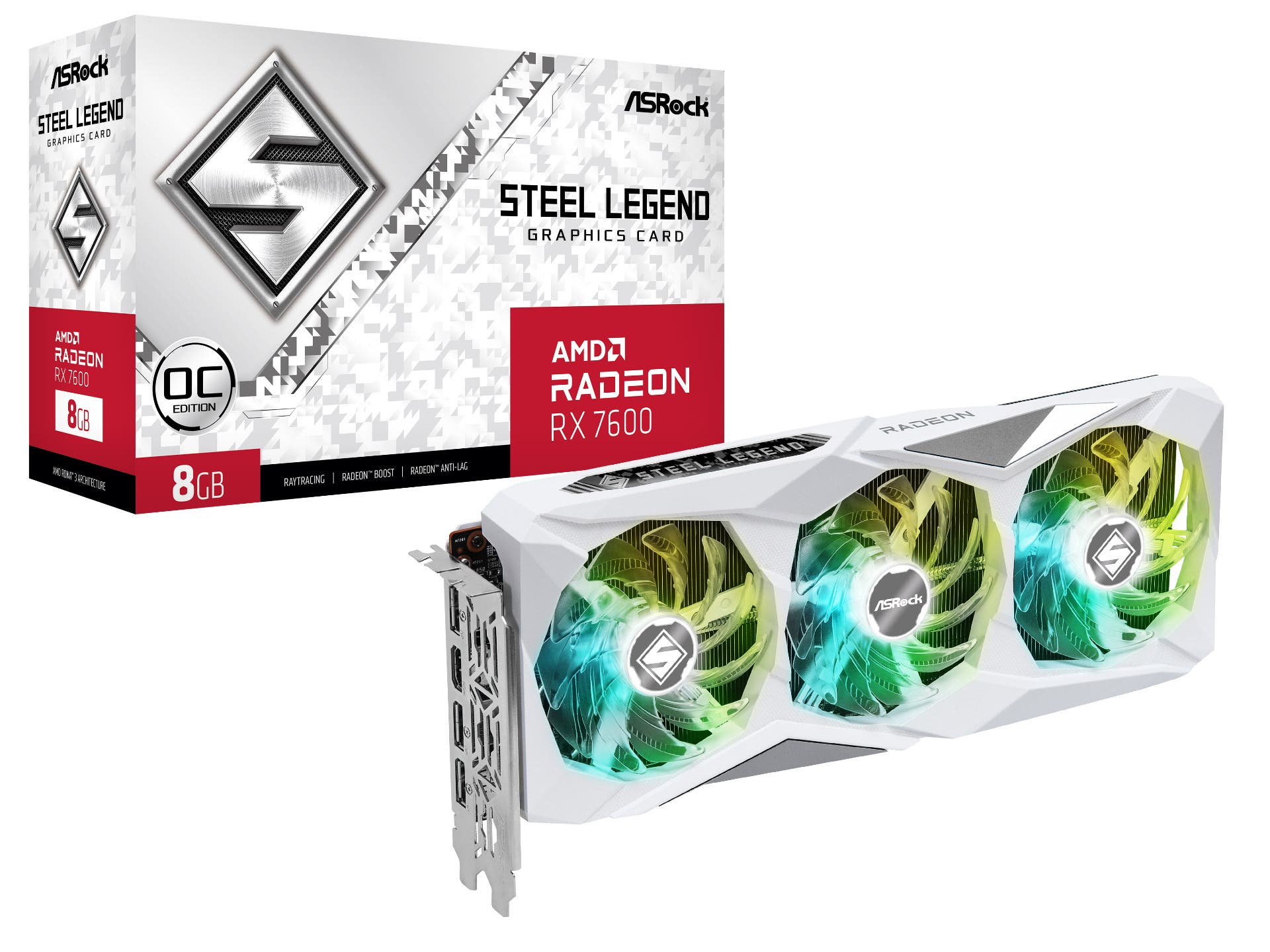 ASRock Radeon RX 7600 Steel Legend 8GB GDDR6 OC Gaming Graphics Card - High Performance for 1080p Gaming, Streaming & Content Creation