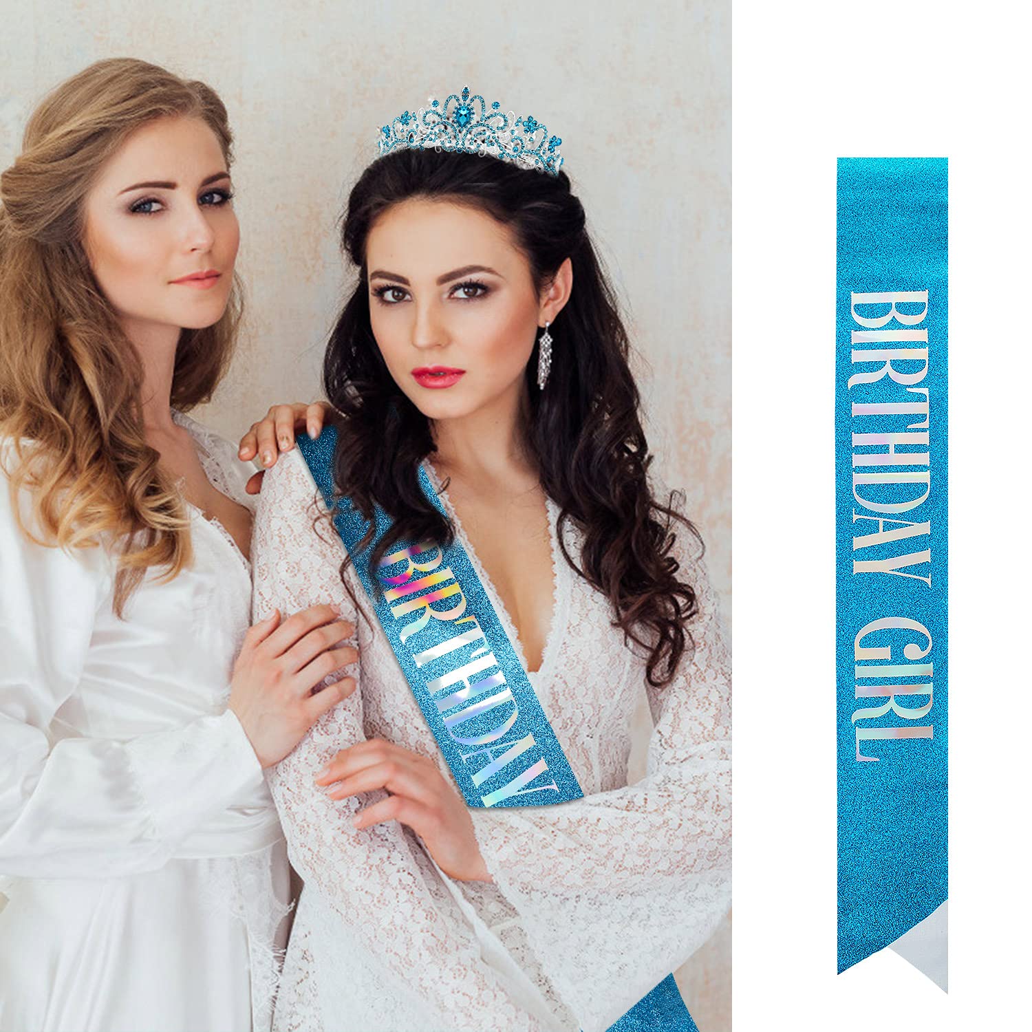 VELSCRUN Girls Birthday Tiara Crown & Sash Set - Princess Party Decorations for Birthday Celebrations, Gifts for Girls | Perfect for Birthday Parties, Princess Themed Events & Photo Shoots
