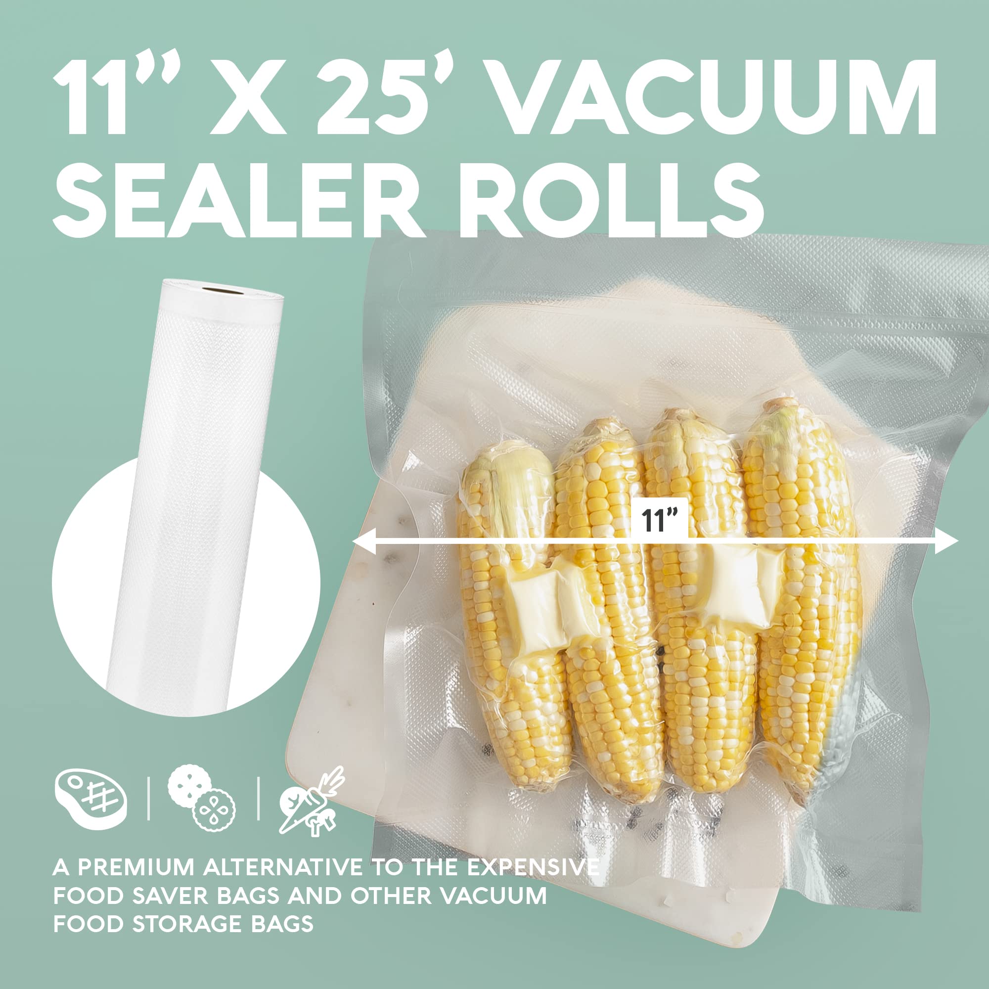 Avid Armor Vacuum Sealer Bags - 4 Pack, 11x25 Rolls | BPA-Free Food Storage Bags for Sous Vide, Meal Prep & Freezer Storage | Heavy Duty Vacuum Seal Bags Compatible with FoodSaver & Seal-a-Meal | Perfect for Freshness Preservation & Kitchen Organization