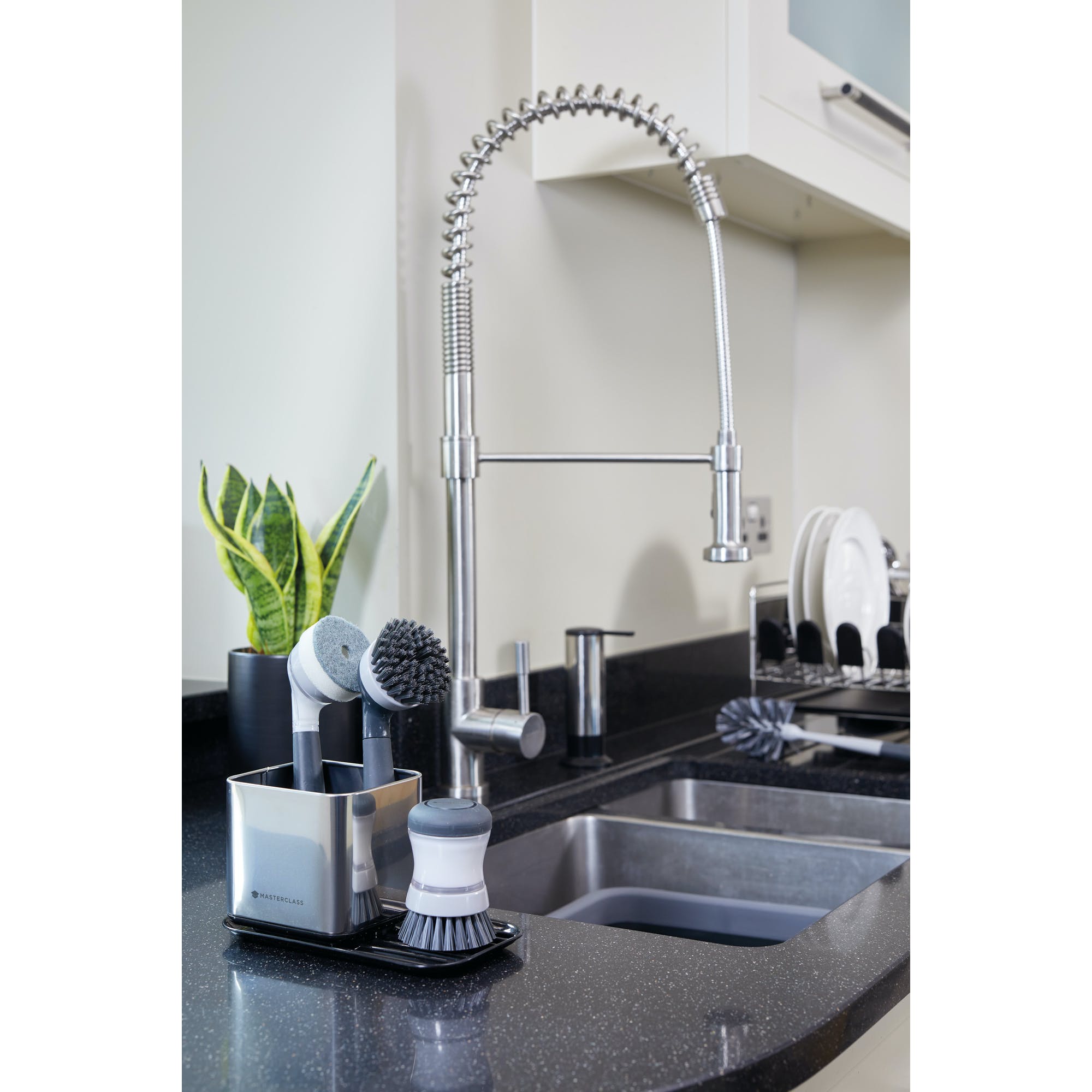 Premium Stainless Steel Sink Organizer - Dish Drying Rack & Sponge Holder for Kitchen Countertop - Perfect for Small Spaces & Apartment Living
