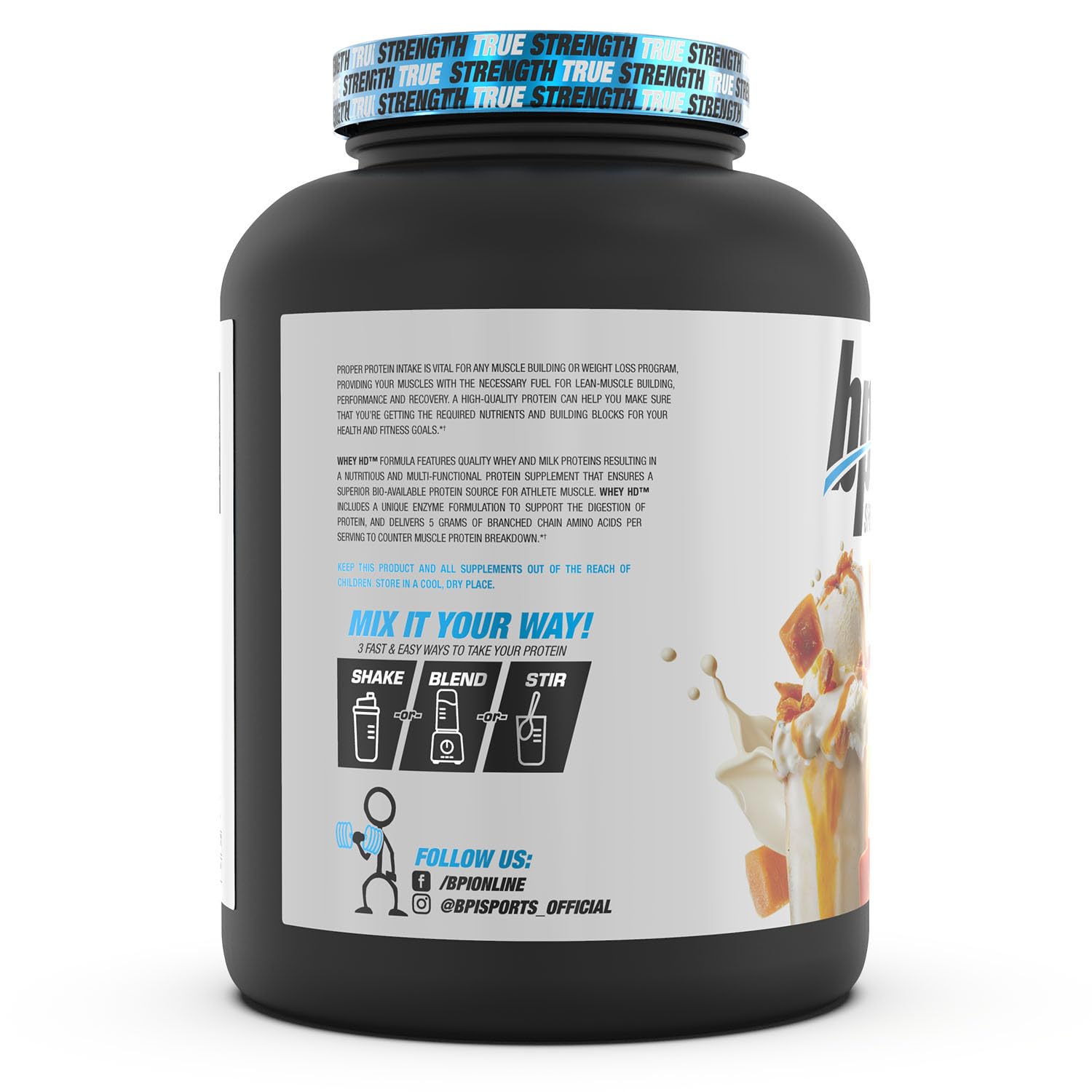 BPI Sports Whey HD Ultra Premium Protein Powder - Vanilla Caramel Flavor, 4.1 lbs (1.86 kg) for Muscle Recovery & Post-Workout Nutrition | Gym, Fitness & Bodybuilding Supplement