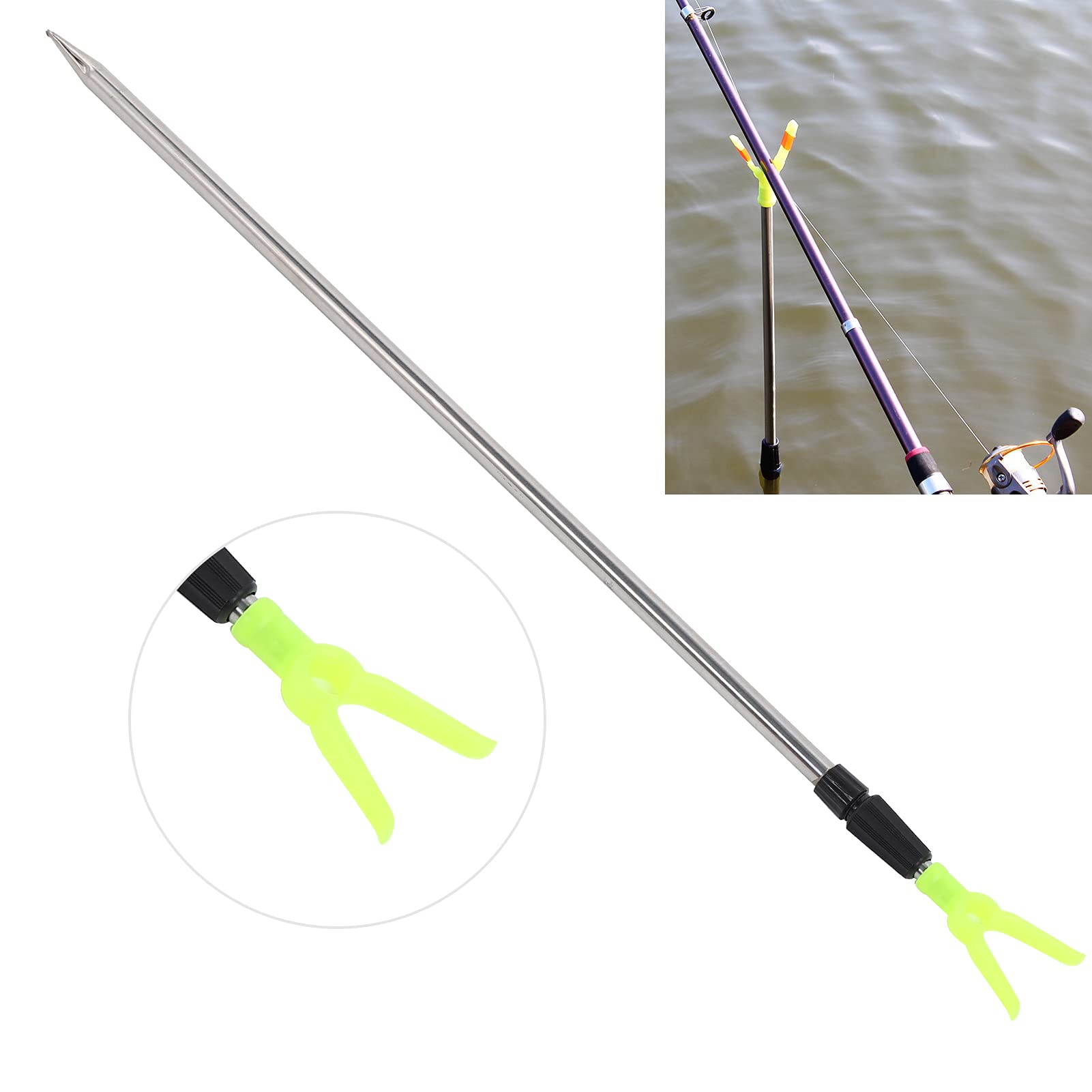 **Dilwe Telescopic Aluminum Fishing Rod Holder - Portable & Adjustable Floor Stand for Bank Fishing, Shore Fishing, and Boat Fishing**