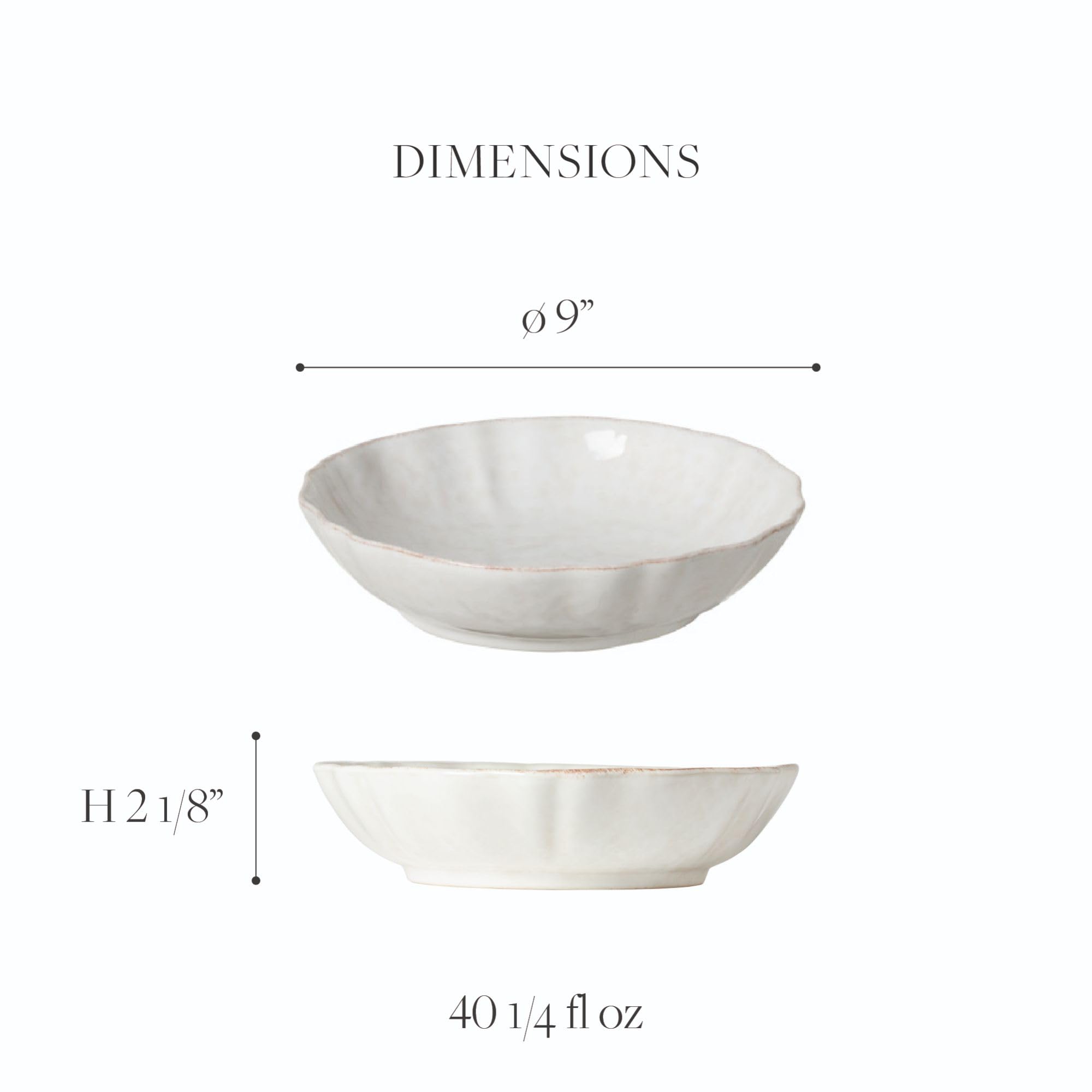 Casafina Ceramic Stoneware Soup & Pasta Bowl Set - Microwave & Dishwasher Safe Dinnerware | White Impressions Collection | Food Safe Glazed Restaurant Quality Tableware | Perfect for Home Dining, Restaurants & Gifts