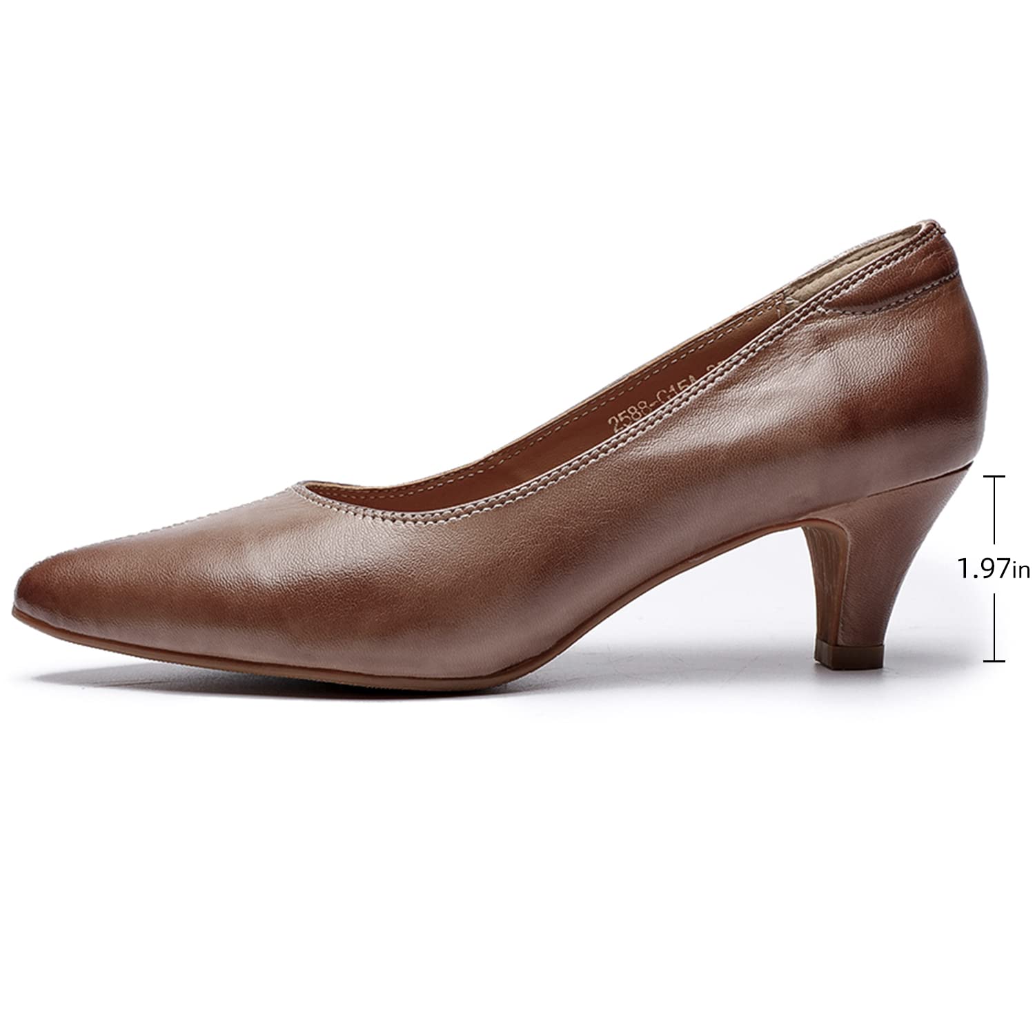 Women's Leather Pumps - Pointed Toe Medium Heel Dress Shoes for Office & Professional Women | Comfortable Work Shoes for Business, Wedding & Formal Occasions