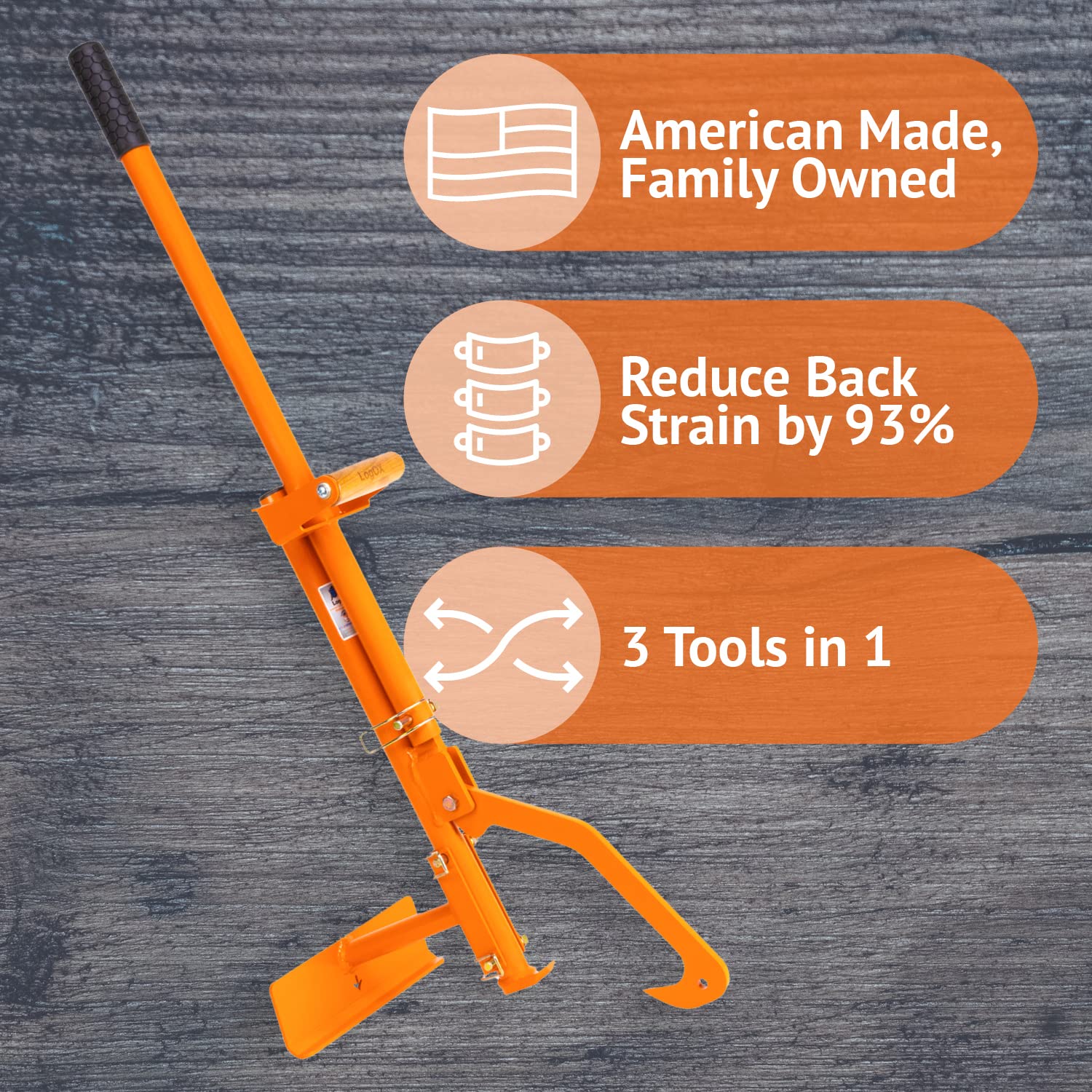 LogOX 3-in-1 Forestry Multitool - Patented Log Hauler, Cant Hook & Timberjack for Firewood Harvesting | Reduces Back Strain & Heating Costs | Durable USA-Made Hand Tool for Camping, Wood Splitting & Outdoor Survival
