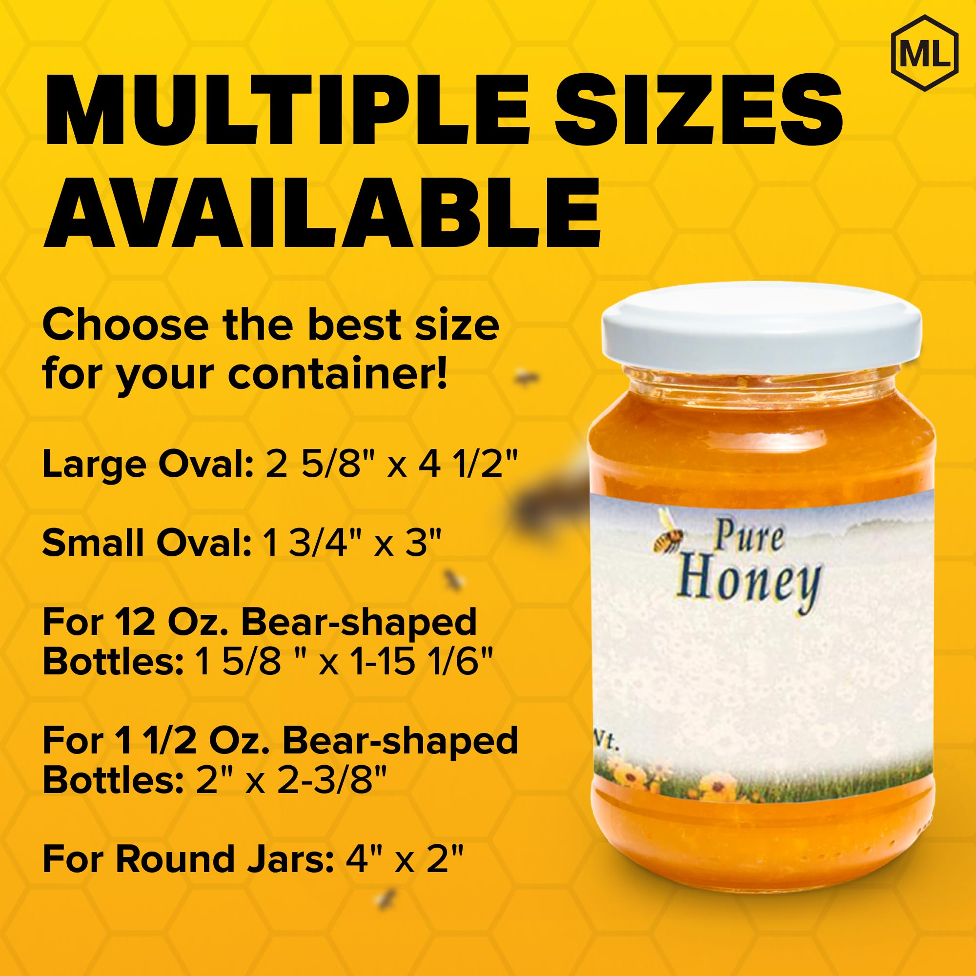 Custom Honey Labels - Self-Adhesive Flower Design for Jars & Bottles - 250 Pack (4