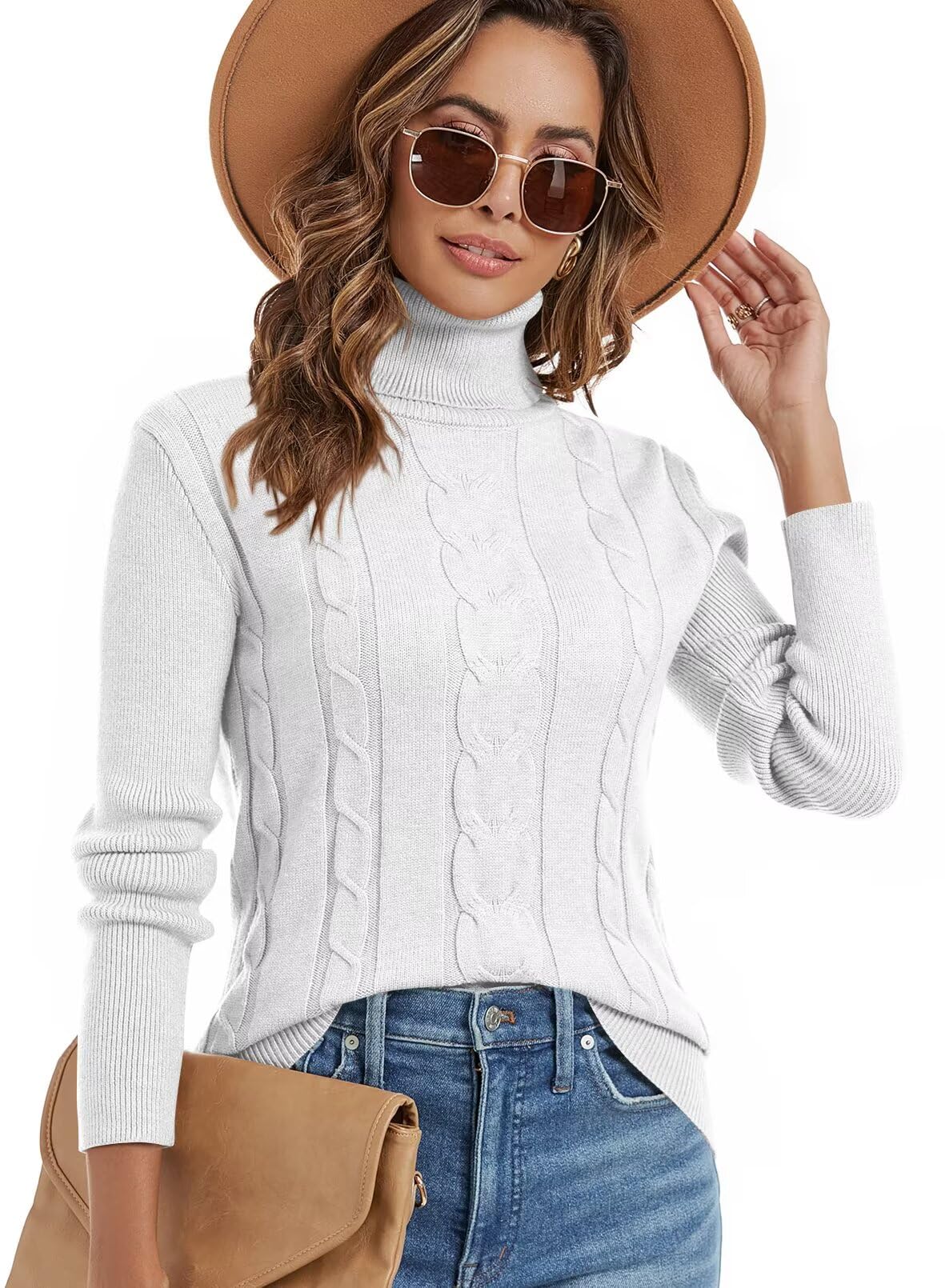 FEKOAFE Women's Long Sleeve Ribbed Knit Turtleneck Sweater - Solid Color Pullover for Fall Winter 2025 | Cozy Office Wear, Casual Outfits & Holiday Fashion