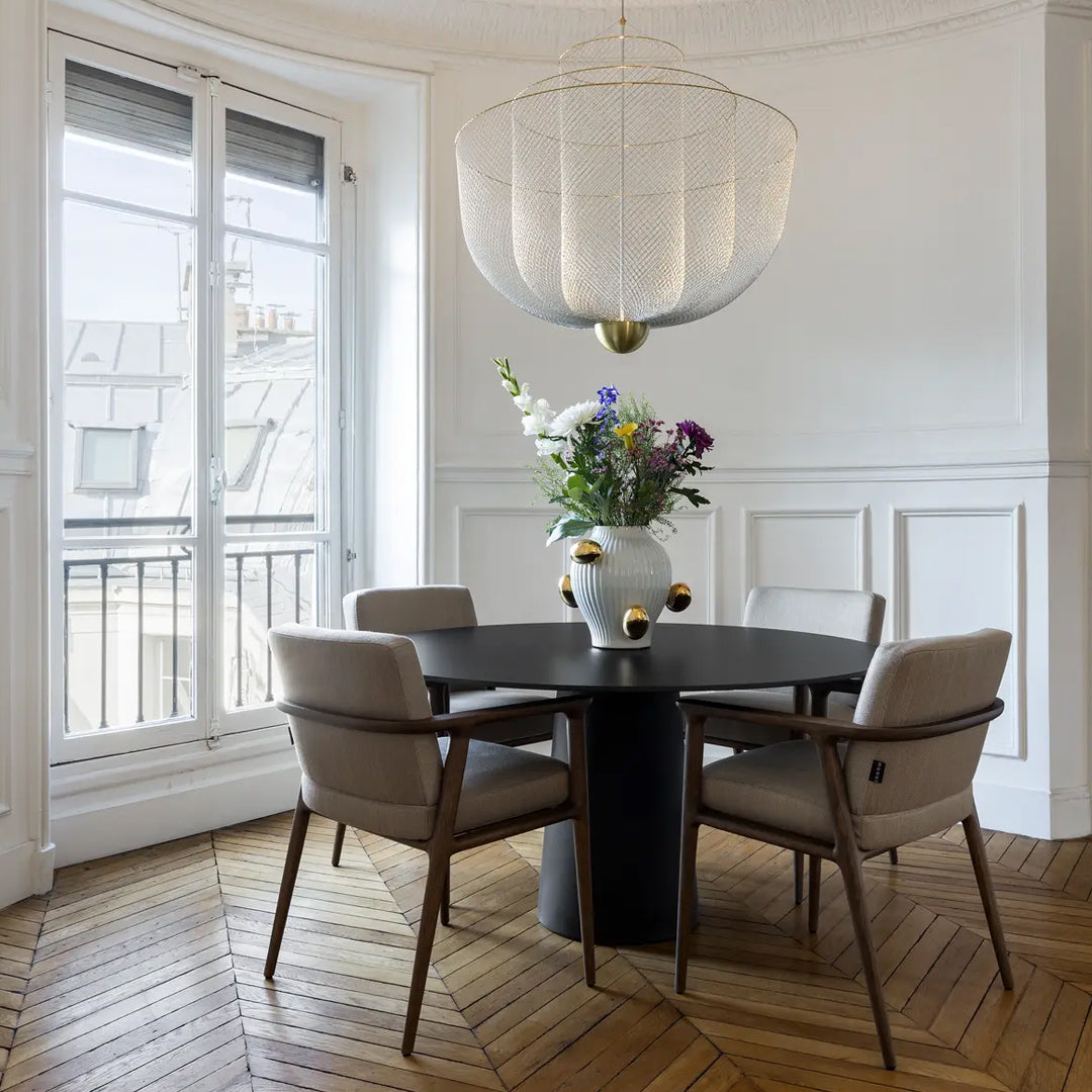 Modern Round Container Dining Table with Medium Base - Perfect for Small Spaces, Apartments & Outdoor Patios