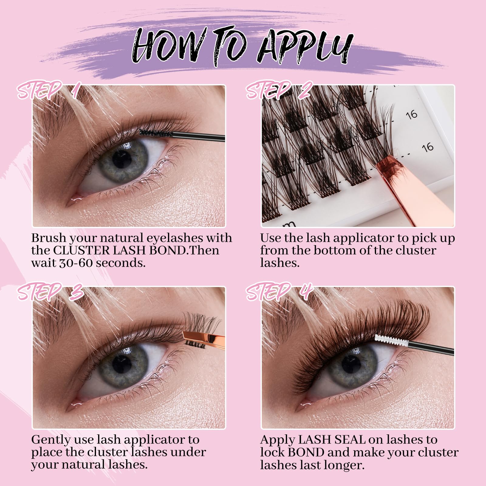 Premium False Eyelashes Extension Kit - 168pcs Russian Volume Cluster Lashes 8-16mm in Natural Brown | Includes Lash Bond, Seal, Glue & Applicator | Reusable DIY Eyelash Extensions for Home Use | Perfect for Parties, Weddings & Special Occasions