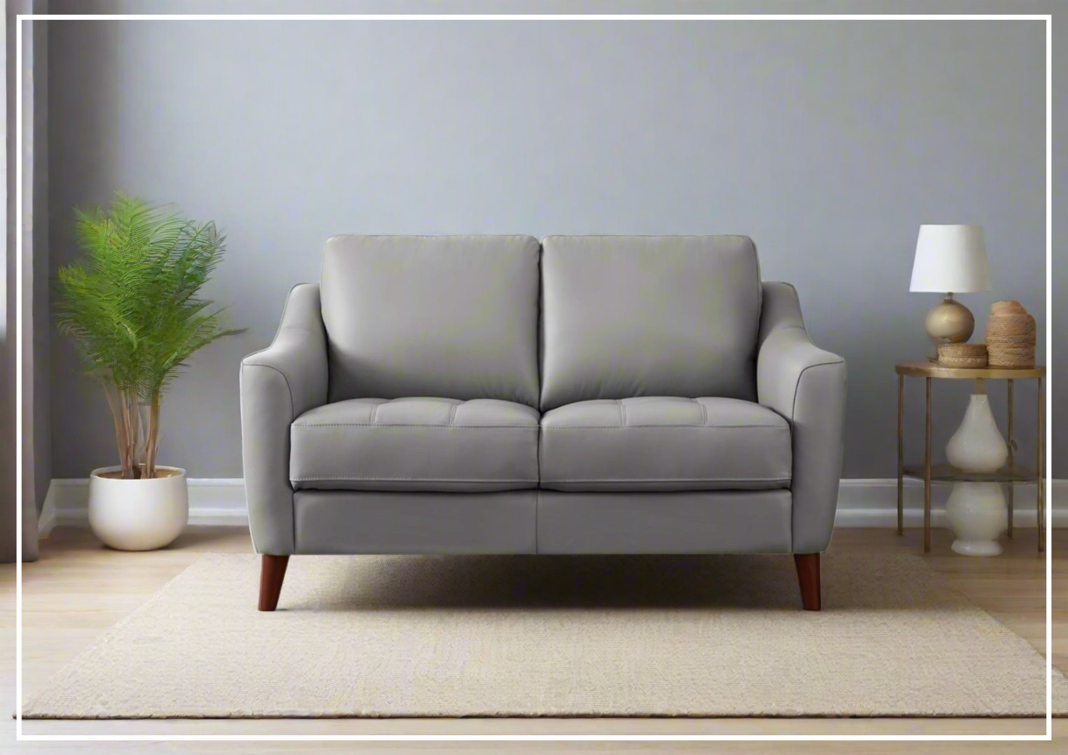 Hydeline Ersa Premium Leather Loveseat Sofa with Soft Slope Arms - Luxurious Small Couch for Living Room, Office or Apartment