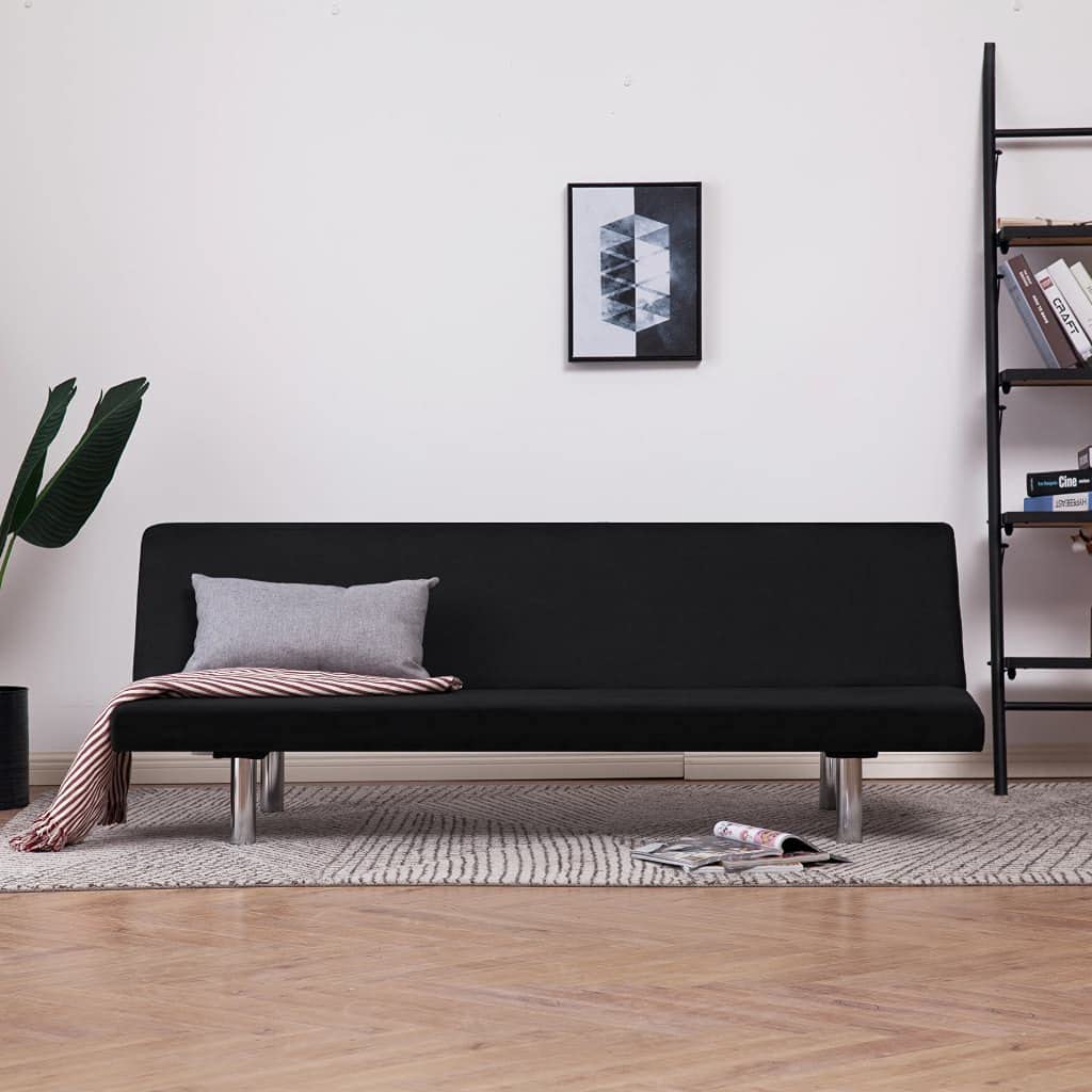 Modern Convertible Futon Sofa Bed with Adjustable Armrests - Space Saving Sleeper Couch for Small Apartments, Dorm Rooms & Compact Living Spaces - Fast Shipping - Perfect for Guest Rooms, Home Offices & Studio Apartments (Black Fabric)