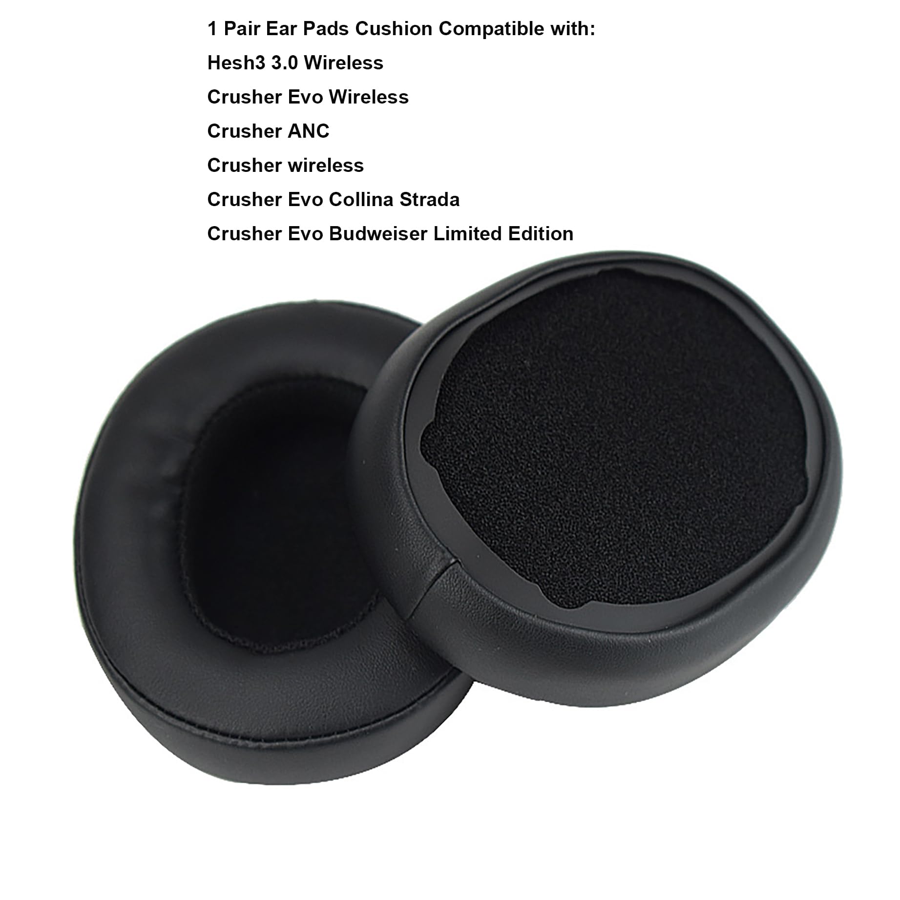 Replacement Ear Pads Cushion for Skullcandy Crusher Wireless/ANC/Evo & Hesh 3/EVO/ANC Headphones - Soft Memory Foam Ear Cups Cover (Black) - Perfect for Gaming, Music & Long Wear Comfort