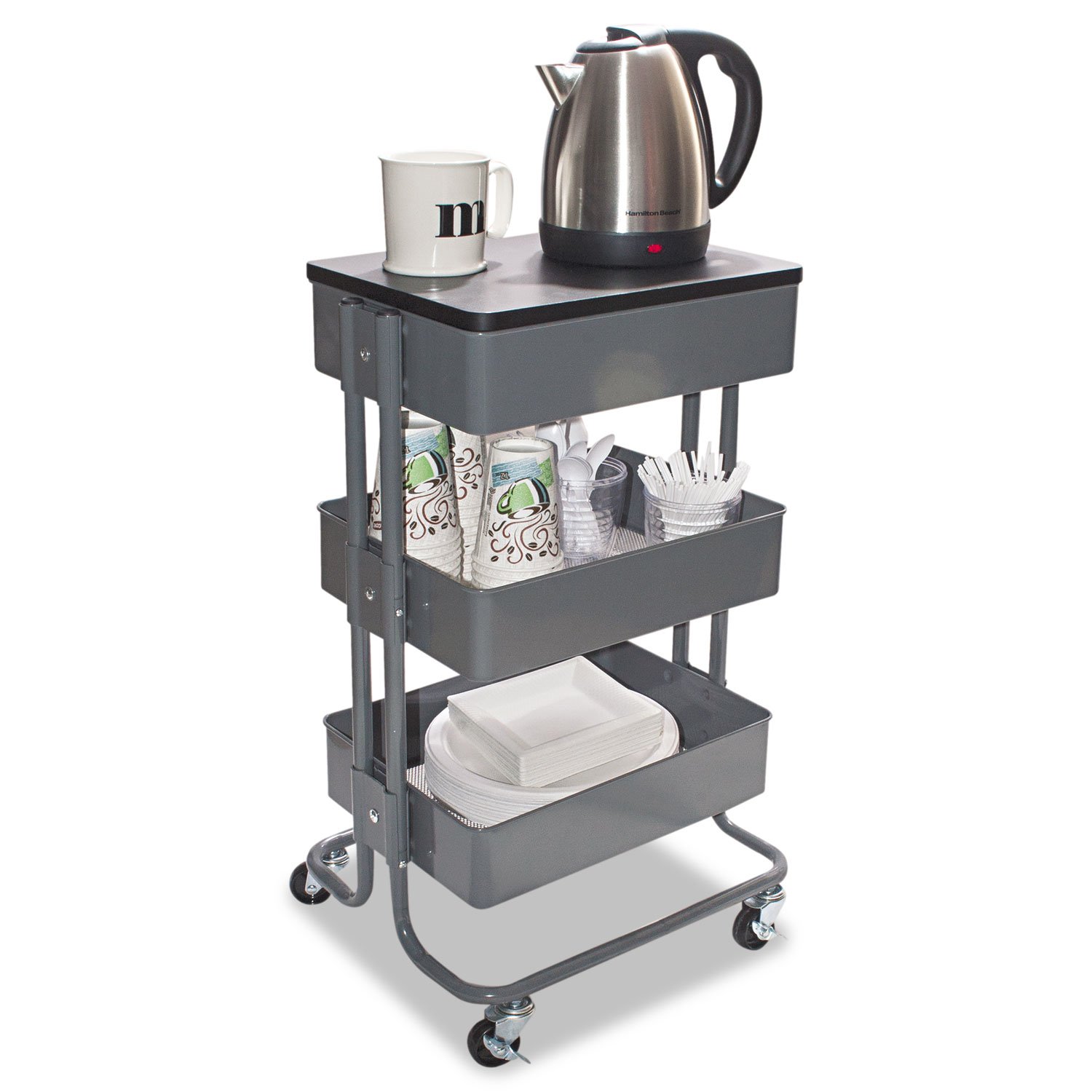 Vertiflex VF51025 4-Tier Stand-Up Workstation - 39 Inch Height Adjustable Office Organizer, Gray - Perfect for Home Office, Classroom & Workspace Organization