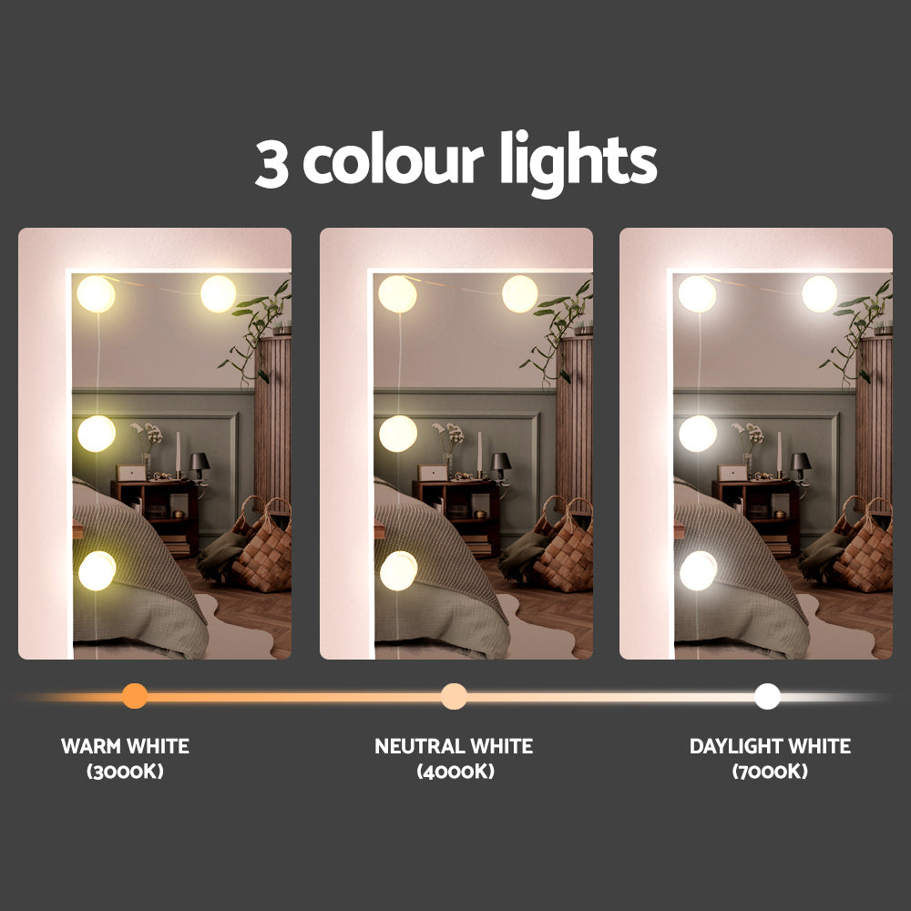 White Debbie Dressing Table Set with Stool and 10 LED Bulbs - Vanity Makeup Desk for Bedroom, Dressing Room & Beauty Salon