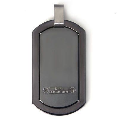 Black Titanium Hammered Dog Tag Pendant with Bead Chain - Stylish Men's Military Necklace for Everyday Wear & Gifts
