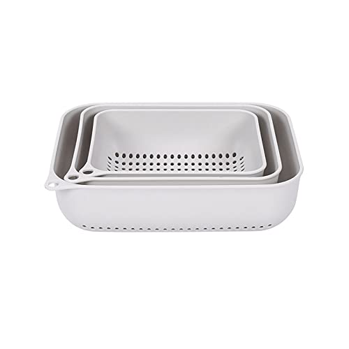3-Piece Kitchen Sink Drain Basket - Creative Vegetable Fruit Strainer & Washing Basket - Durable Gray Basin Accessories for Washing Produce, Draining Pasta & Organizing Kitchen Tools