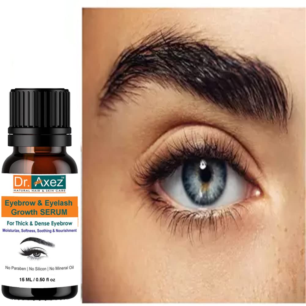 Dr. Axez 100% Pure Natural Castor Oil Eyebrow & Eyelash Growth Serum - 15ml Organic Herbal Hair Oil for Thicker Fuller Brows & Lashes | Handmade Home Remedy for Daily Beauty Routine & Night Care