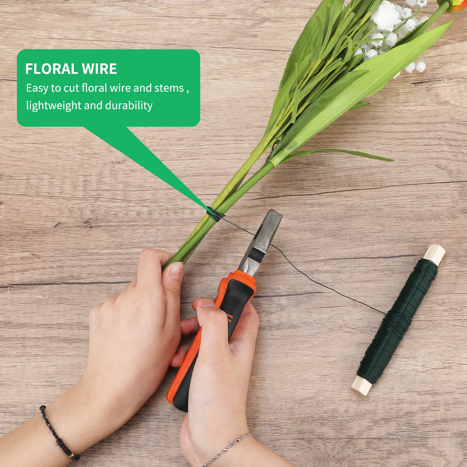 KINGLAKE GARDEN 22 Gauge Green Floral Wire - 4 Pack (166 Yards Total) Flexible Paddle Wire for Flower Arrangements, Wreath Making, Christmas Crafts & DIY Projects - Perfect for Floral Design, Gift Wrapping & Home Decor