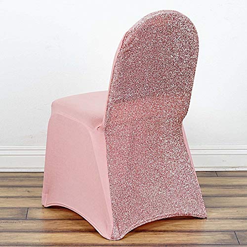 25-Piece Rose Gold Metallic Spandex Stretchable Chair Covers - Elegant Banquet Slipcovers for Wedding, Party & Reception Decor (Fits Standard Chairs) - Perfect for Bridal Showers, Anniversary Celebrations & Formal Events