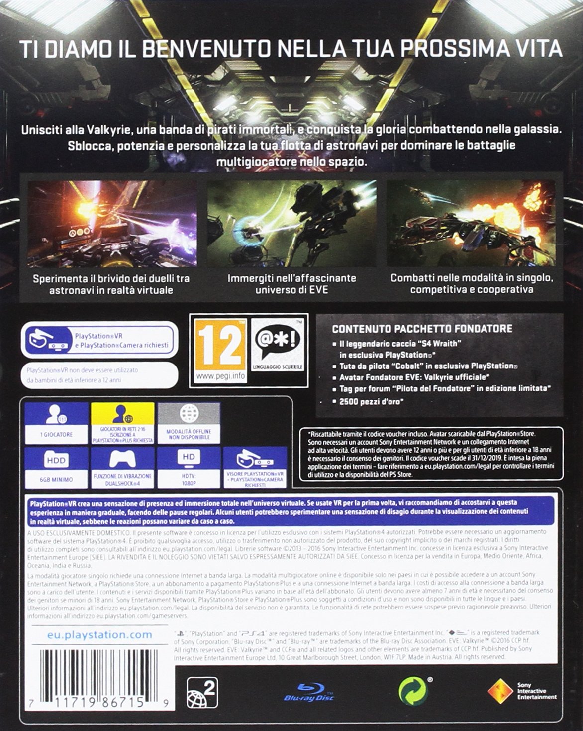 SONY PS4 EVE Valkyrie VR Bundle - Italian Version | Immersive Space Combat Game for PlayStation 4 | Perfect for VR Gaming Enthusiasts & Sci-Fi Fans