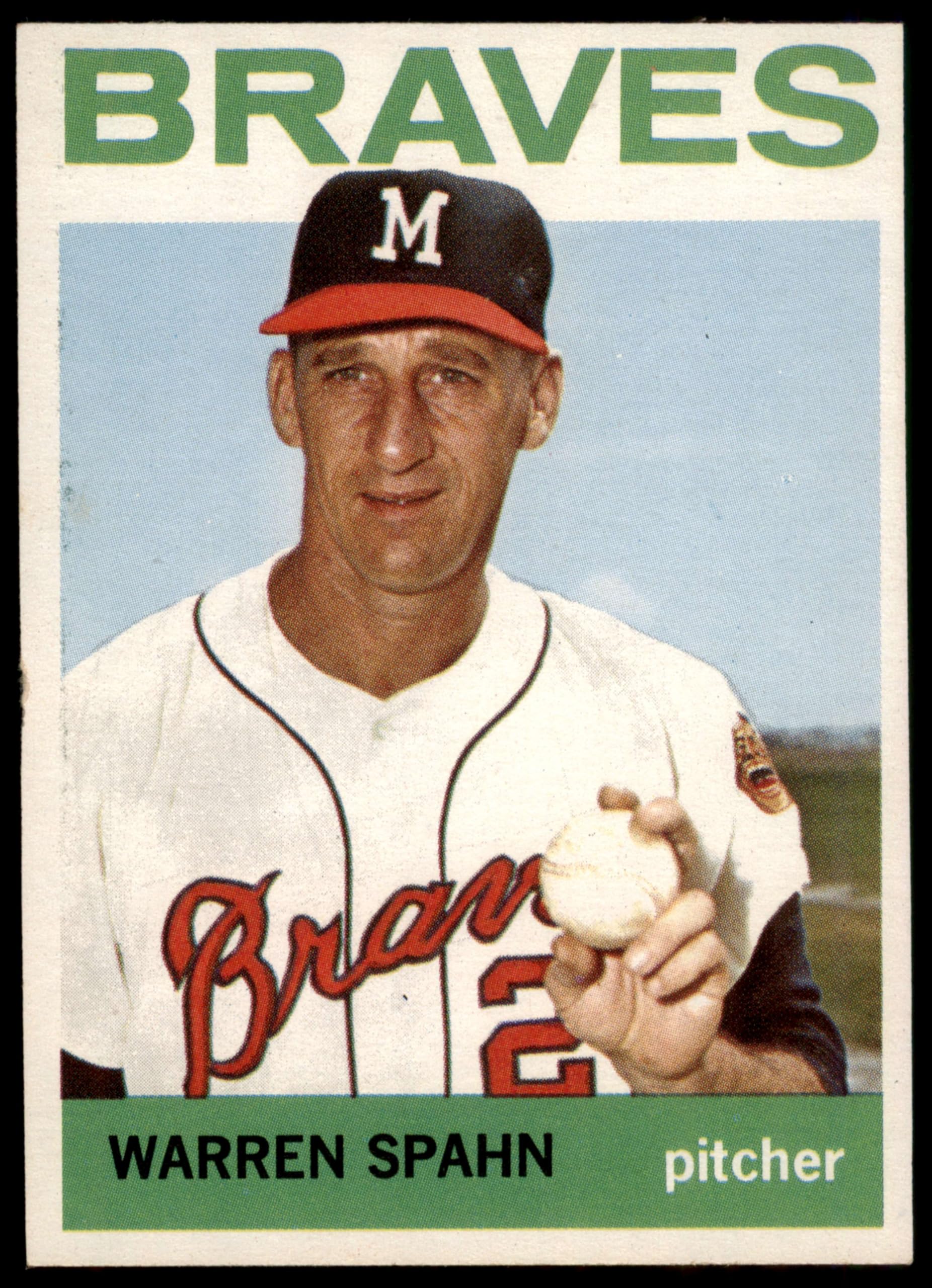 1964 Topps #400 Warren Spahn Milwaukee Braves Baseball Card - Near Mint Condition - Perfect for Collectors, Sports Memorabilia Enthusiasts & Vintage Baseball Fans - Great for Display, Trading or Investment