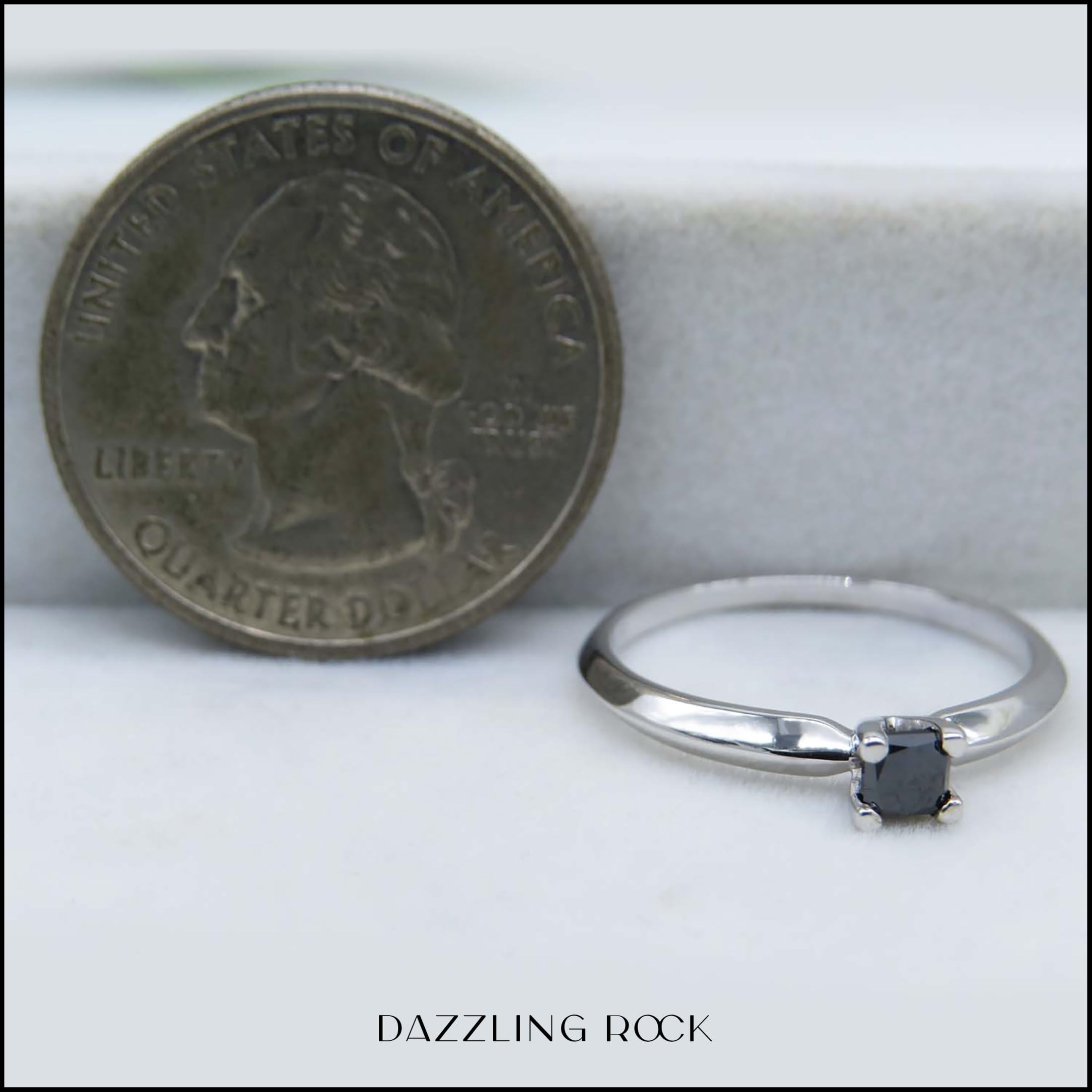 0.25 Carat Princess Cut Black Diamond Engagement Ring for Women - 925 Sterling Silver Solitaire Ring - Dazzlingrock Collection - Perfect for Proposals, Anniversaries & Special Occasions