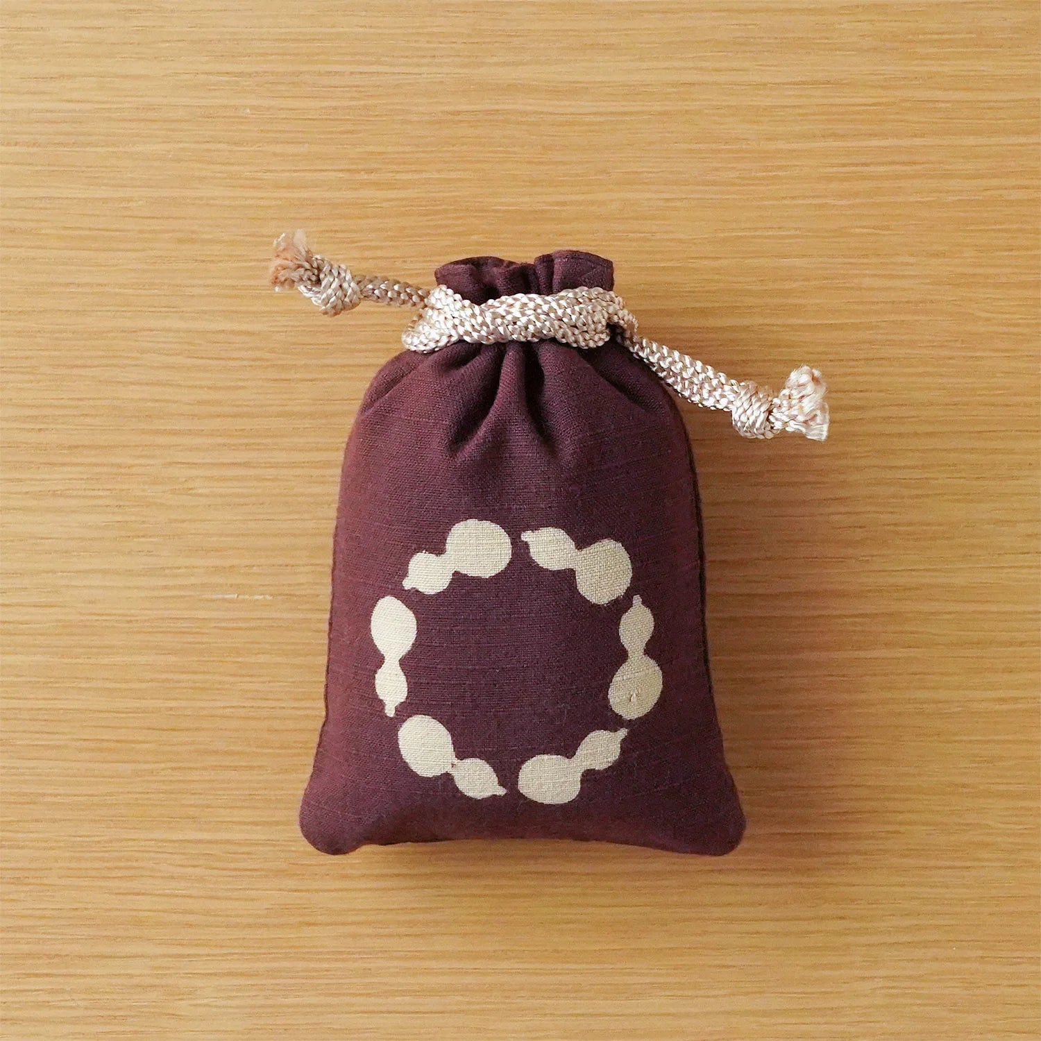 Katazome Small Talisman Bag - Japanese Traditional Gourd Drawstring Pouch for Good Luck Charms | Perfect for Travel, Home Decor & Spiritual Protection