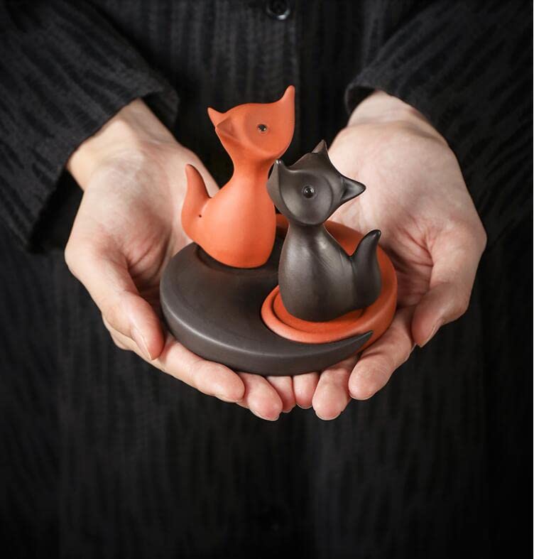 Handmade Purple Clay Fox Tea Pet for Kung Fu Tea Tray - Tea Ceremony Decor