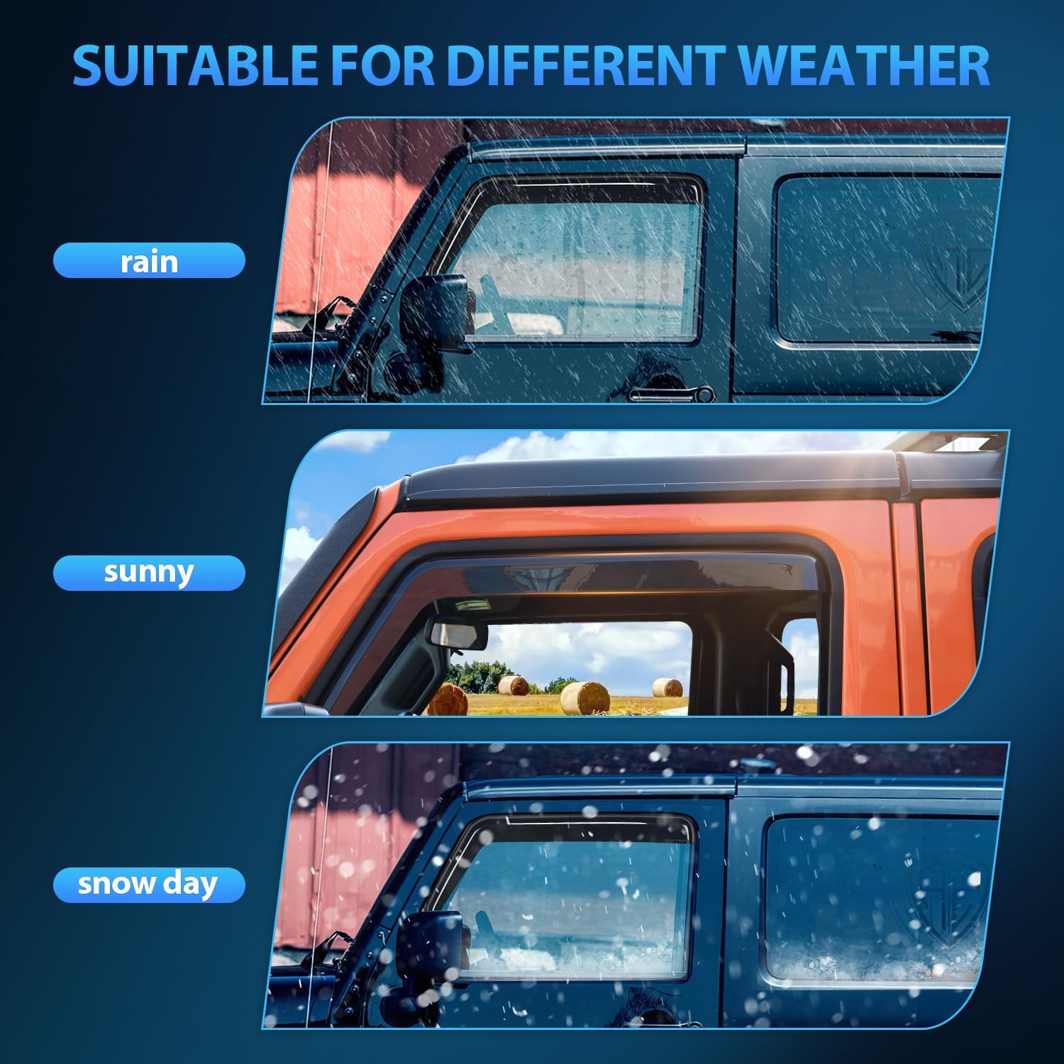 Toyota Tacoma Double Cab Window Rain Guards (2016-2023) - 4Pcs Acrylic Wind Deflectors for Weather Protection & Style - Perfect for Off-Roading, Camping & Daily Driving