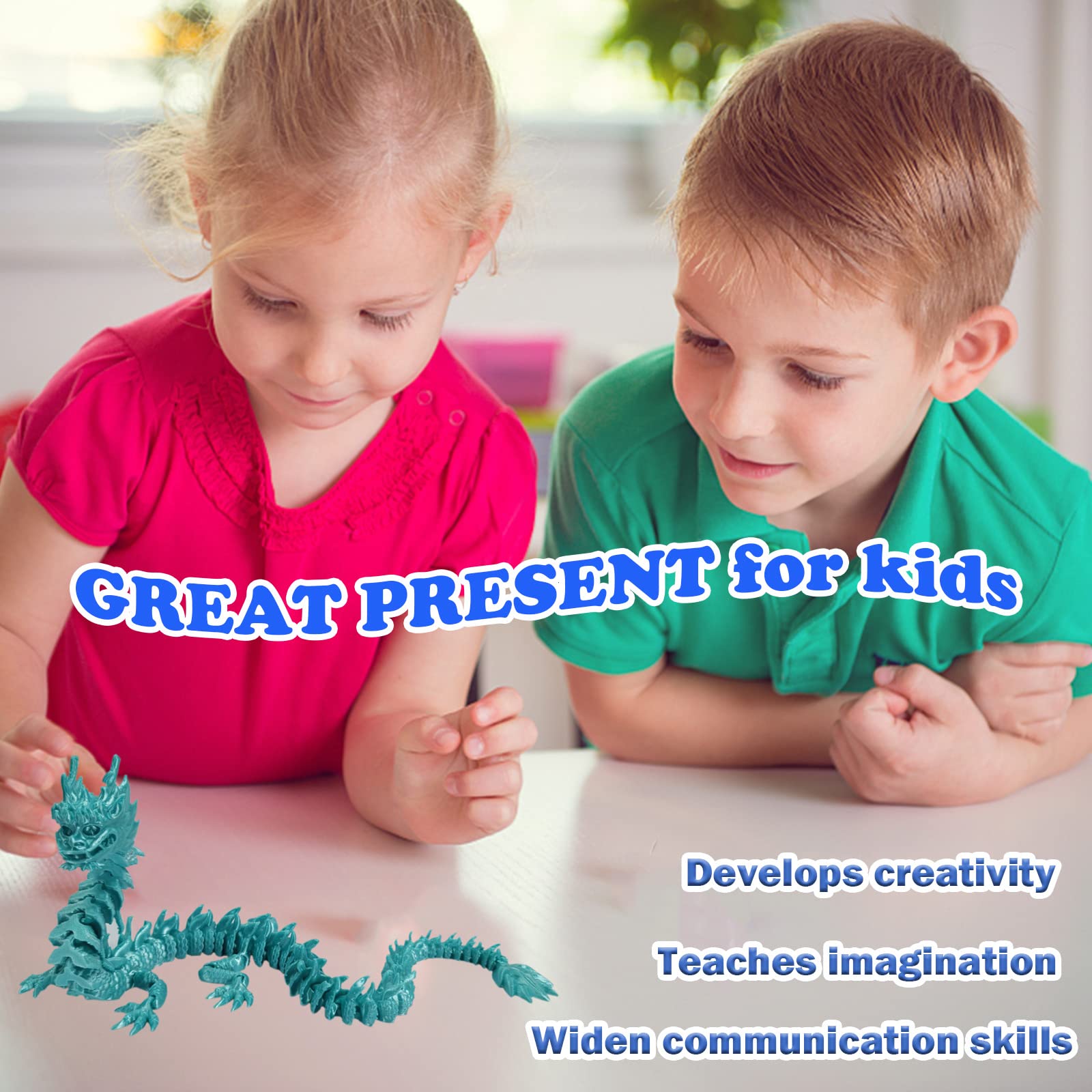 3D Printed Dragon Action Figure with Movable Joints - Collectible Relief Toy for Adults & Anxiety Relief - God of Liberty 21.7