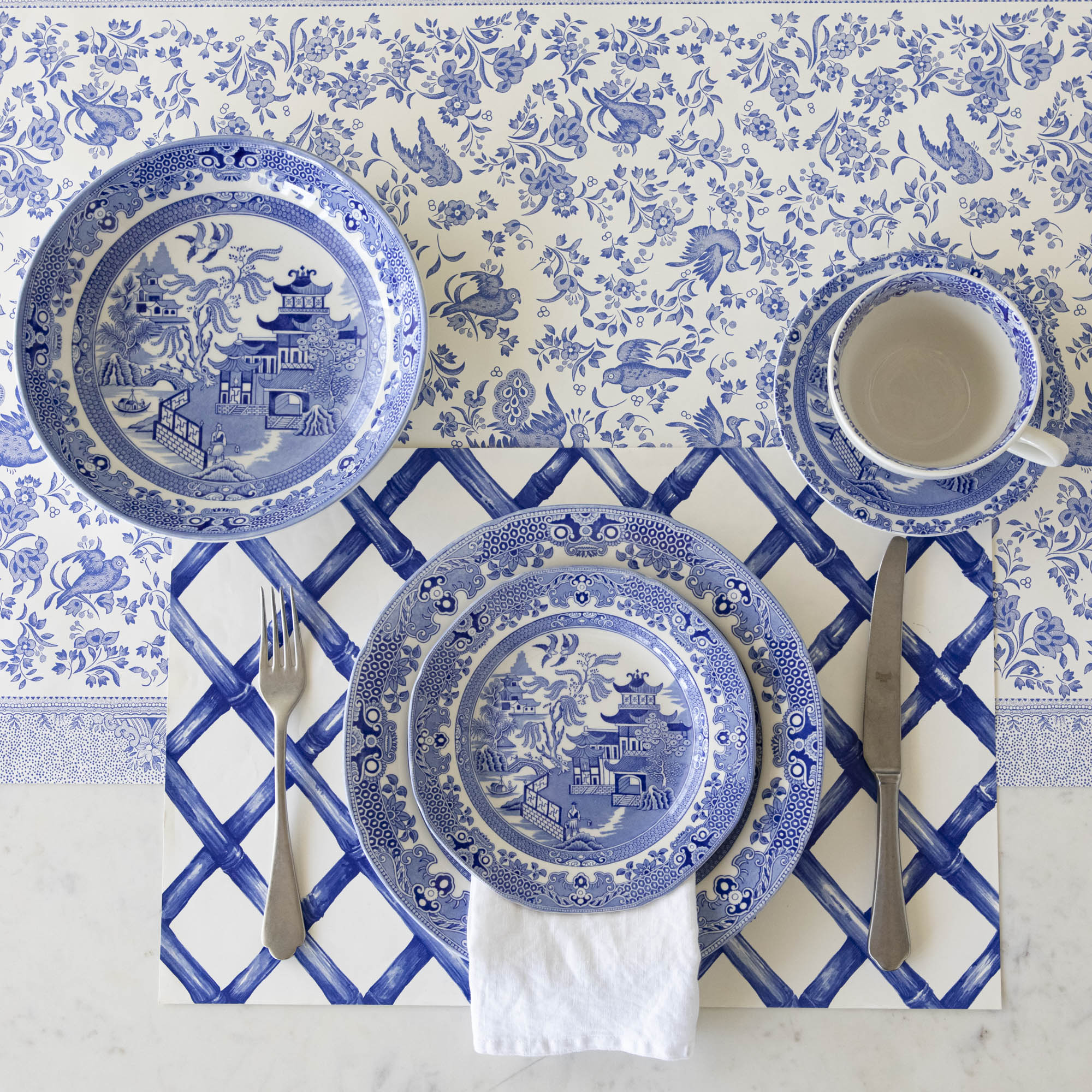 Blue Willow Dinnerware Set by Burleigh – Elegant English Bone China Plates, Bowls & Cups – Perfect for Formal Dining, Tea Parties & Home Decor