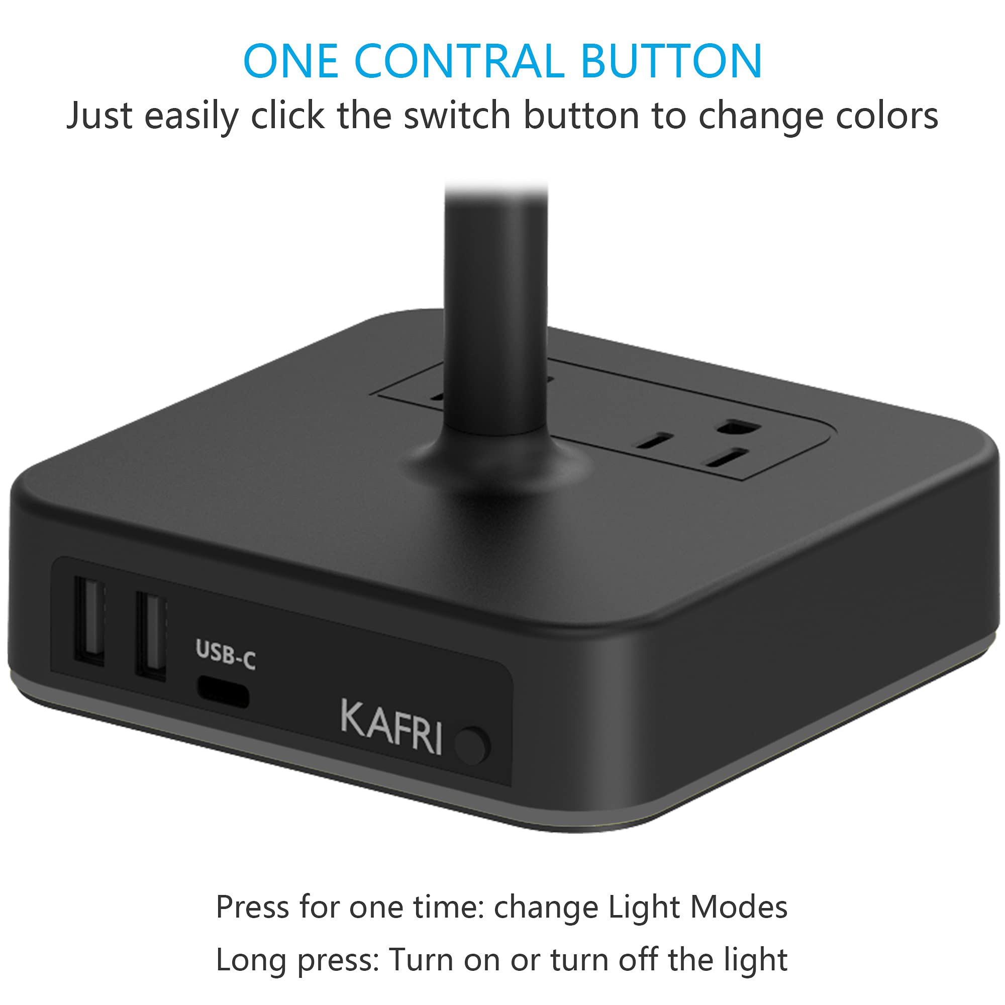 KAFRI RGB Dual Headphone Stand with USB C Charger - Gaming Headset Holder with 3 USB Ports & 2 Outlets - Desk Organizer for Gamers | Perfect for PC Setup, Streaming Station & Office Workspace