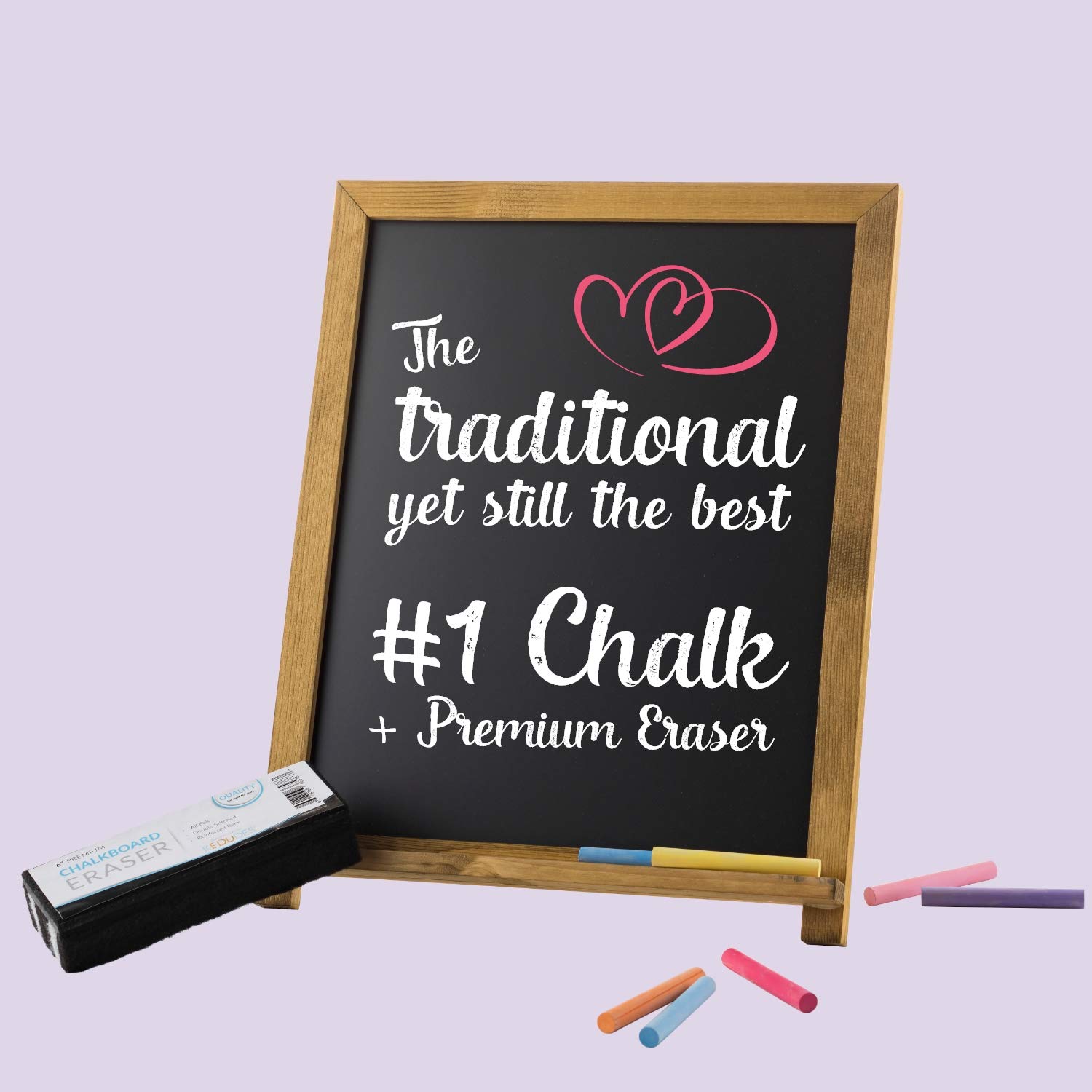 Dustless Chalk Set with Eraser - 25 Pcs (12 Colored & 12 White Chalk) for Smooth Writing on Blackboards - Includes 1 Felt Chalkboard Eraser - Perfect for Classrooms, Home Schooling & Art Projects