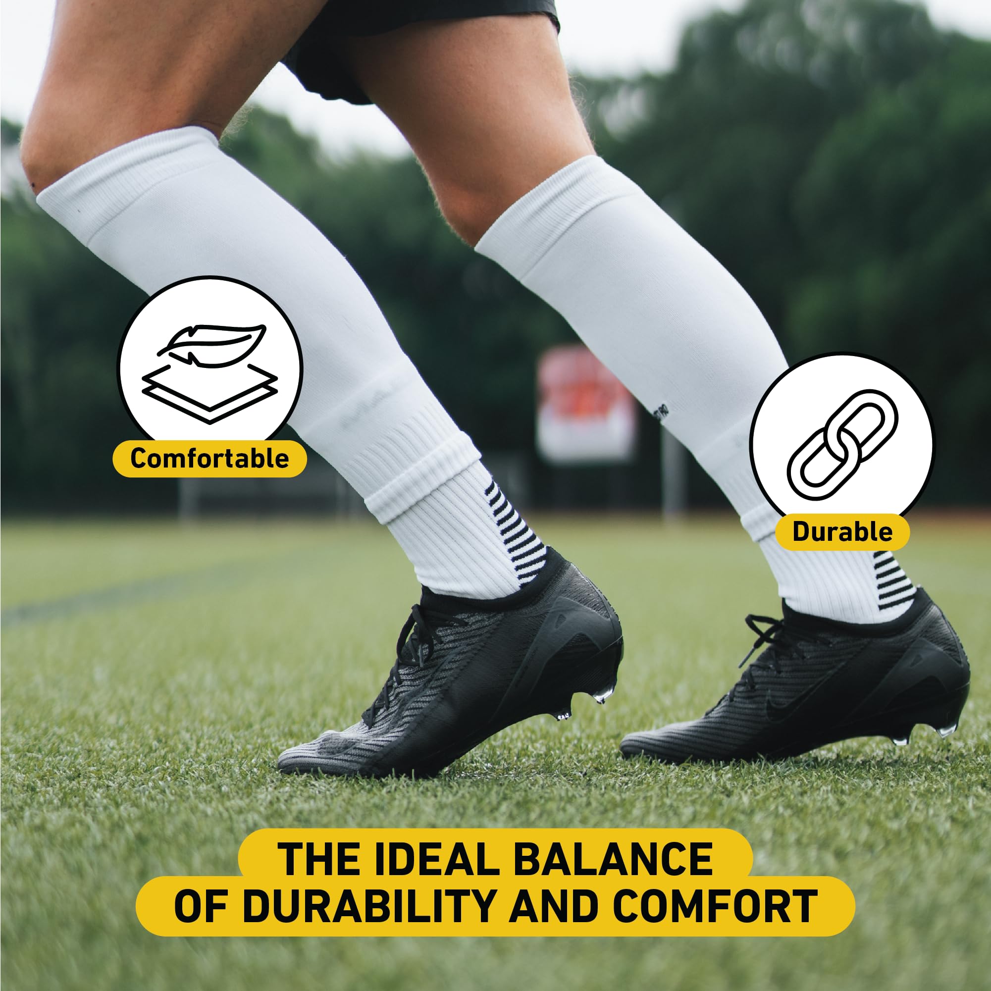 Maestro Leg Sleeves for Men & Boys - Breathable Soccer Shin Guard Sleeves with Grip Technology for Football & Hockey | Perfect for Training, Matches & Outdoor Sports