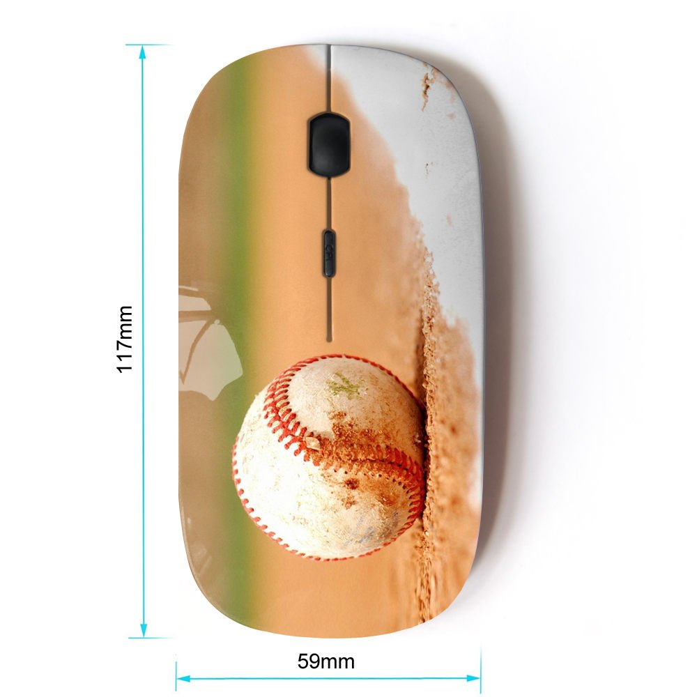 Baseball-Themed Ergonomic Wireless Mouse with Nano Receiver - Perfect for Sports Fans, Office Work & Gaming