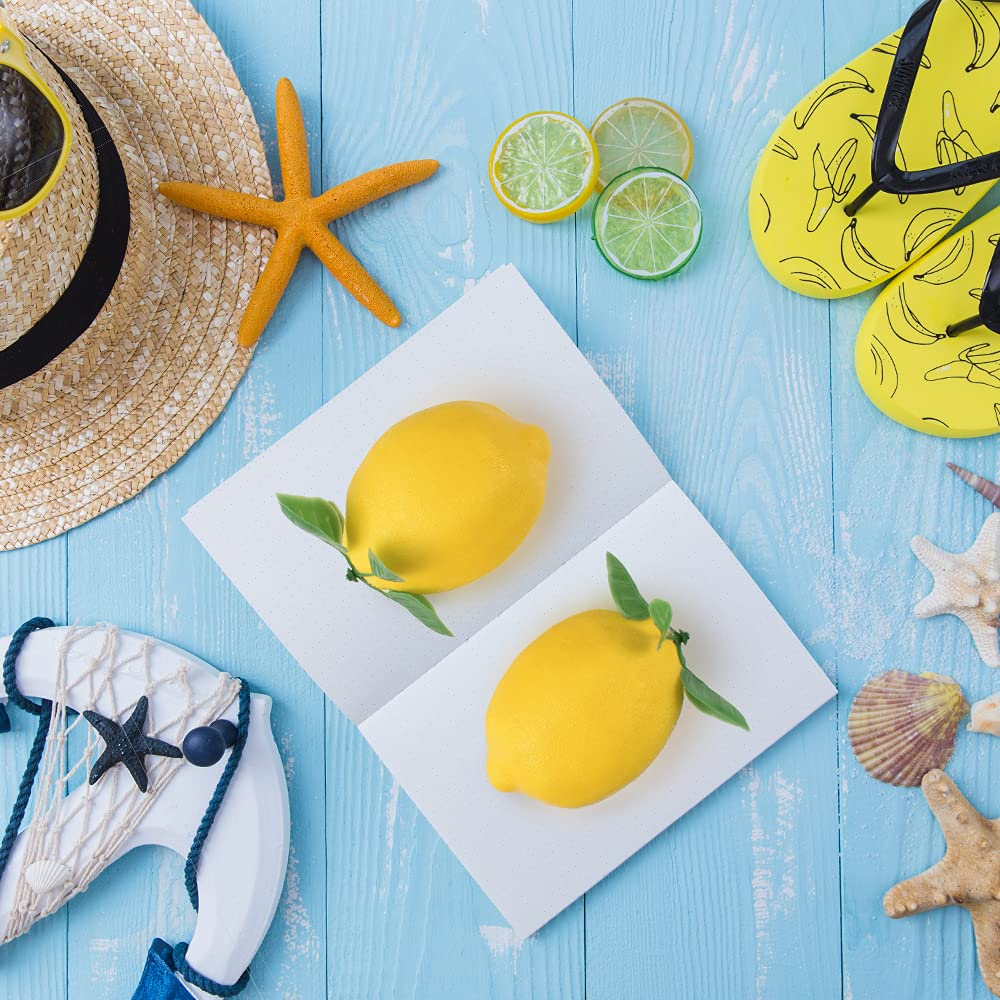 12 Pack Realistic Artificial Lemons with Leaves - 3.7
