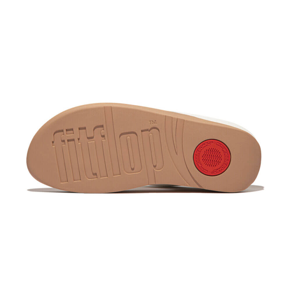 FitFlop Fino Mirror Dome Leather Sandals for Women - Comfortable Slide Sandals with Arch Support | Perfect for Walking, Travel & Summer Outfits