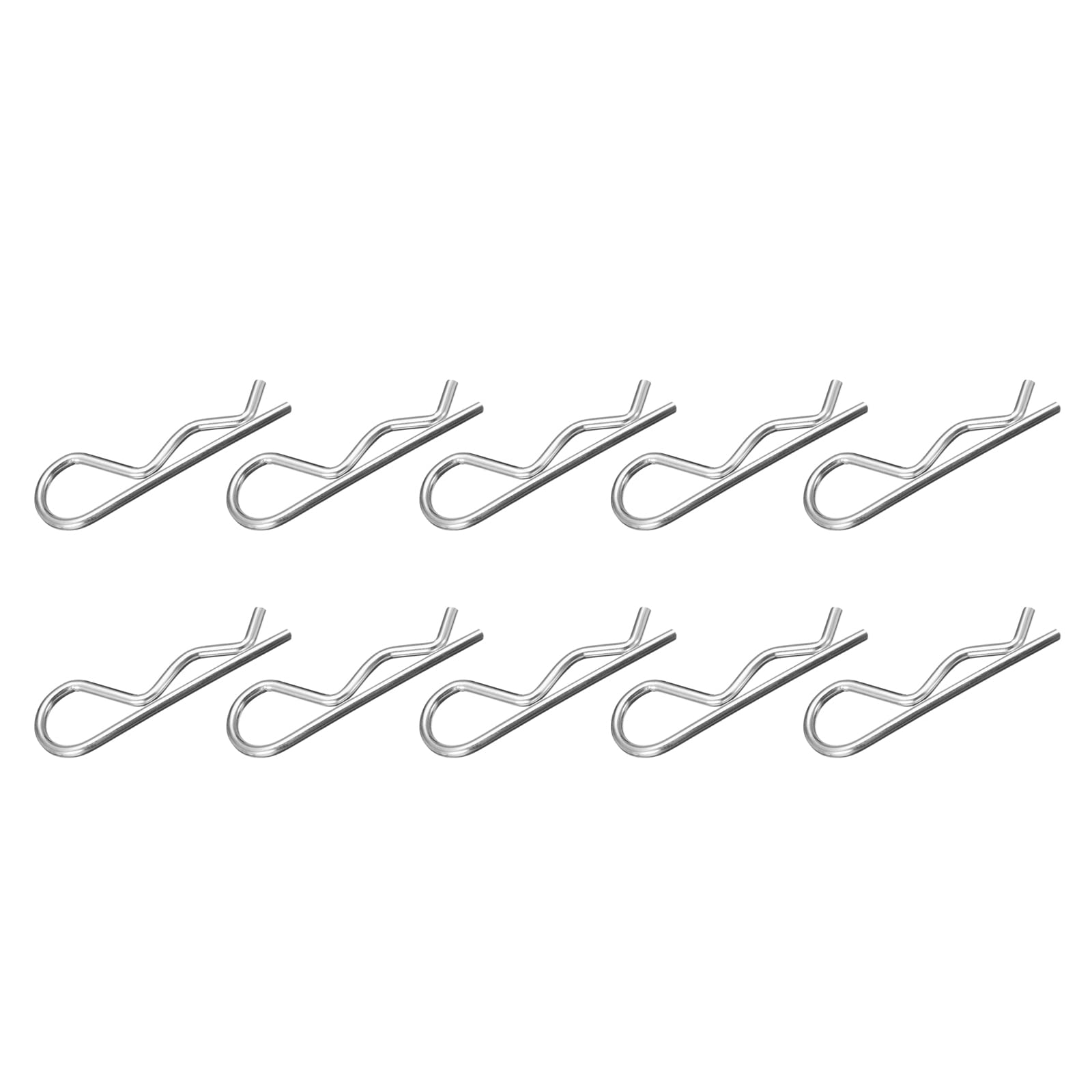 METALLIXITY 3.5mm x 75mm Cotter Pins (10Pcs) - Carbon Steel R-Shaped Spring Clip Pins for Hitch Pin Lock Systems - Silver Tone - Ideal for Trailers, Agricultural Equipment & Industrial Machinery Securing