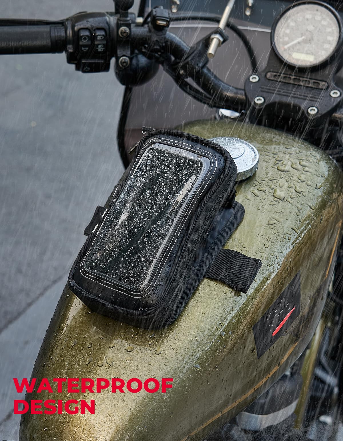 KEMIMOTO Universal Motorcycle Phone Holder - Waterproof Magnetic Tank Bag Case for Phones up to 6.5