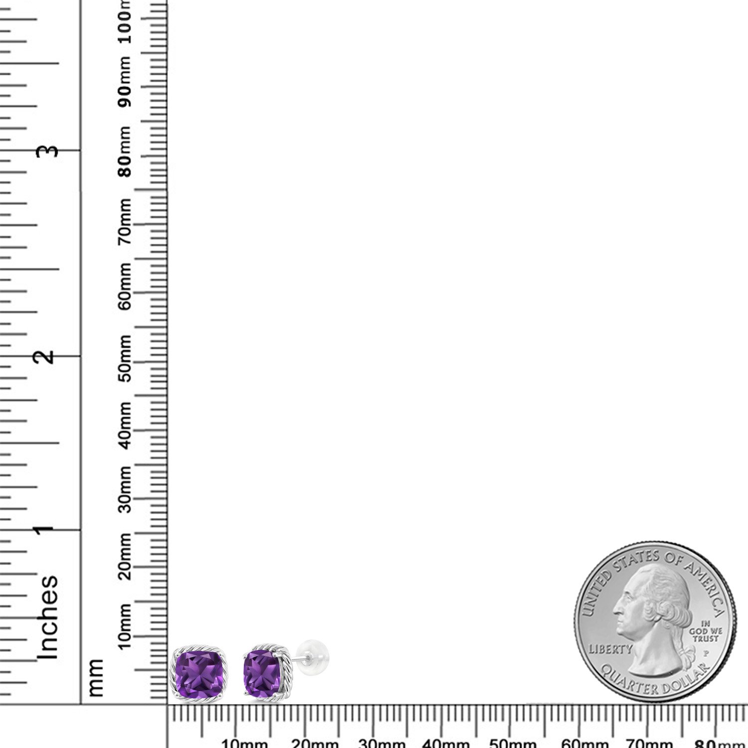 10K White Gold 7MM Cushion Cut Birthstone Stud Earrings for Women & Men | Gemstone Jewelry Gifts for Her, Mom, Wife | Anniversary, Birthday, Valentine's Day Present | Fine Jewelry for Everyday Wear & Special Occasions