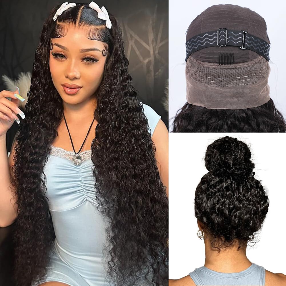 360 Glueless Human Hair Wig with Hidden Strap - Pre Plucked, Pre Bleached, 180% Density Wet & Wavy HD Full Lace Front Wig (26 Inch) - Perfect for Daily Wear, Cosplay, and Special Occasions
