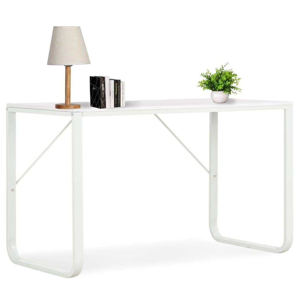 47 Inch Home Office Computer Desk - Industrial Study Writing Desk with U-Shape Legs, Modern Simple Style Laptop Workstation in White | Perfect for Small Spaces, Remote Work & Online Classes