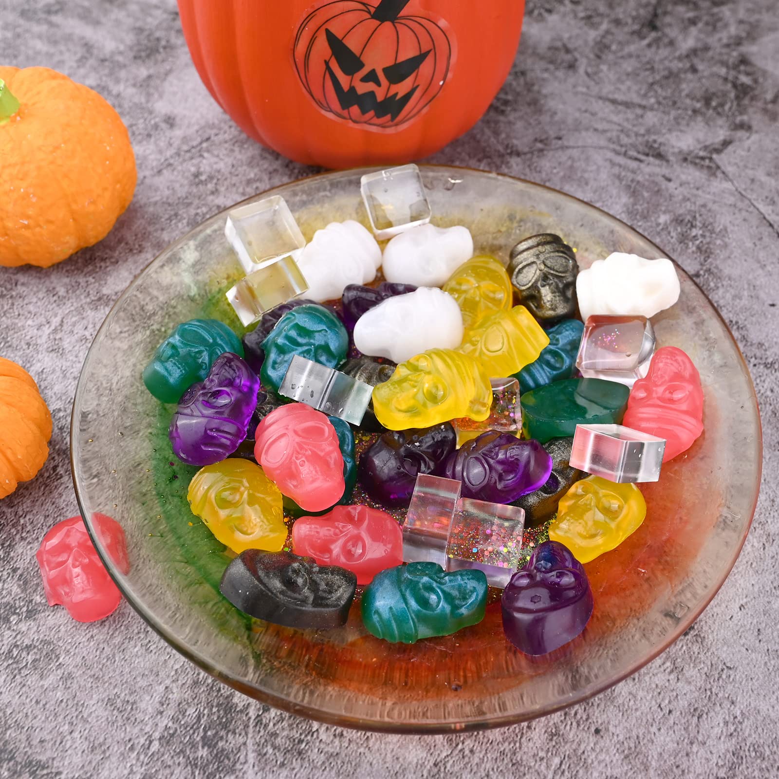 HUAKENER 2 Pack Silicone Skull Candy Molds with Droppers - Food Grade Chocolate, Jelly, Ice Cube & Resin Casting Molds for Halloween Treats, DIY Crafts & Dog Snacks - Perfect for Party Decorations & Baking Projects