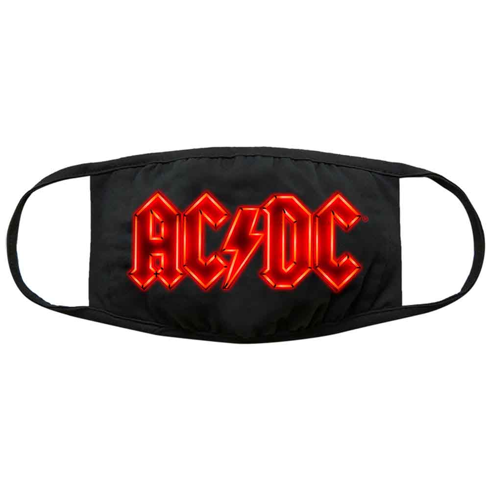 AC/DC Face Masks with Neon Logo - Reusable Cotton Bandanas for Concerts, Festivals & Everyday Protection - Rock Music Merchandise