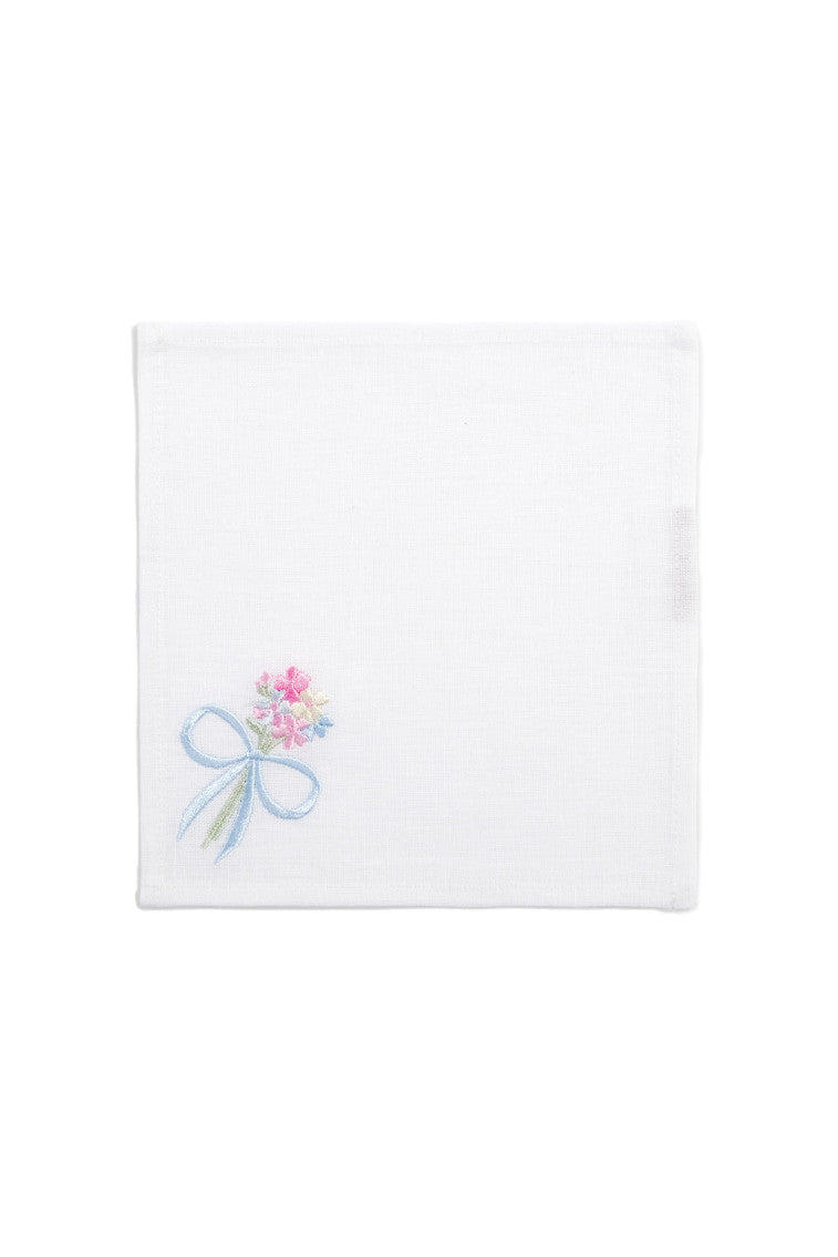 Elegant Bow Cocktail Napkins Set of 4 - Summer Blues Design for Parties, Weddings & Special Events - Premium Quality Paper Napkins for Drinks & Appetizers