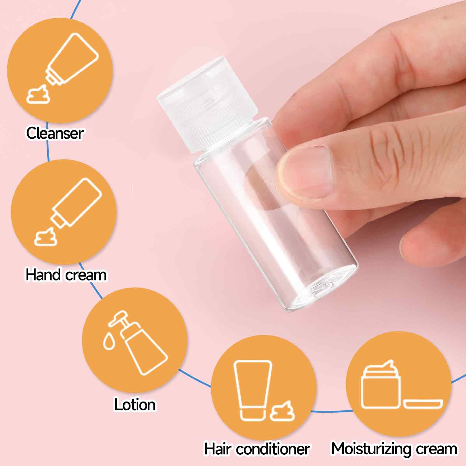 12-Piece Travel-Size Leak-Proof Makeup Sample Containers (1/2 oz) - Empty Plastic Mini Toiletry Bottles with Lids for Liquids, Cosmetics & Skincare - Perfect for Air Travel, Gym Bags & Vacation Essentials