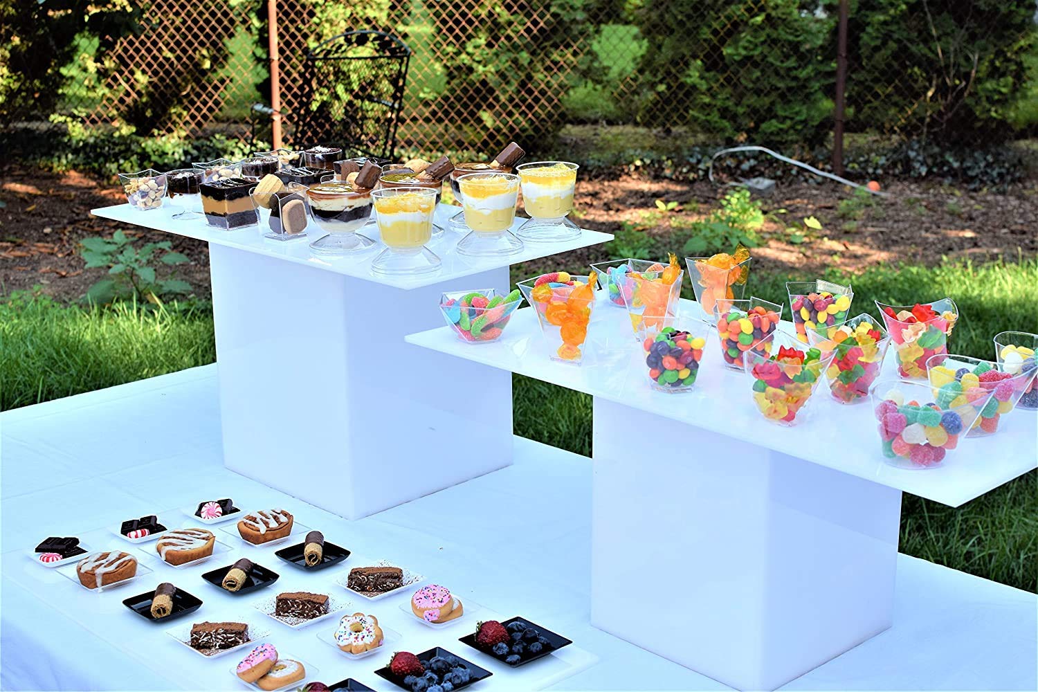 50-Pack 3.3oz (100ml) Disposable Plastic Dessert Cups with Spoons - Swirl Triangle Ice Cream Bowls, Appetizer & Salad Containers - Perfect for Parties, Weddings, Catering, and Tasting Events