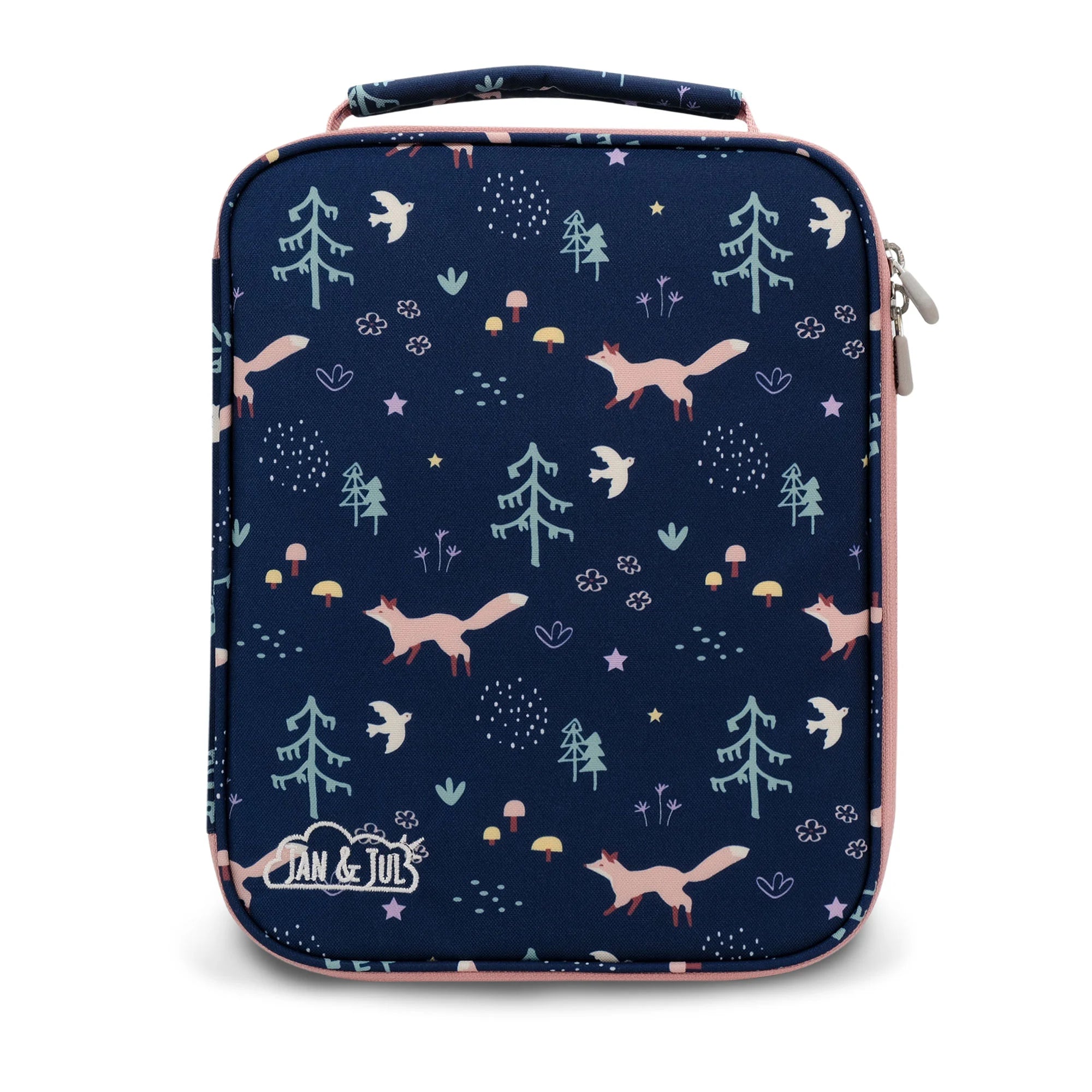 Jan & Jul Insulated Lunch Bag for Kids - Navy Forest Design, Leakproof & Eco-Friendly - Perfect for School, Picnics & Outdoor Activities