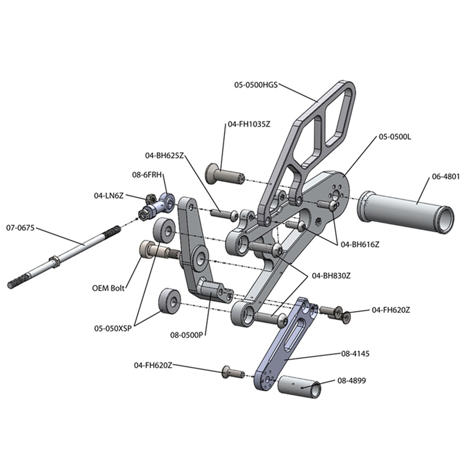 Triumph Street Triple 05-09 Rearset Kit - Standard Shift Without Quick Shifter - Complete with Shift & Brake Pedals - Motorcycle Racing & Track Day Upgrade