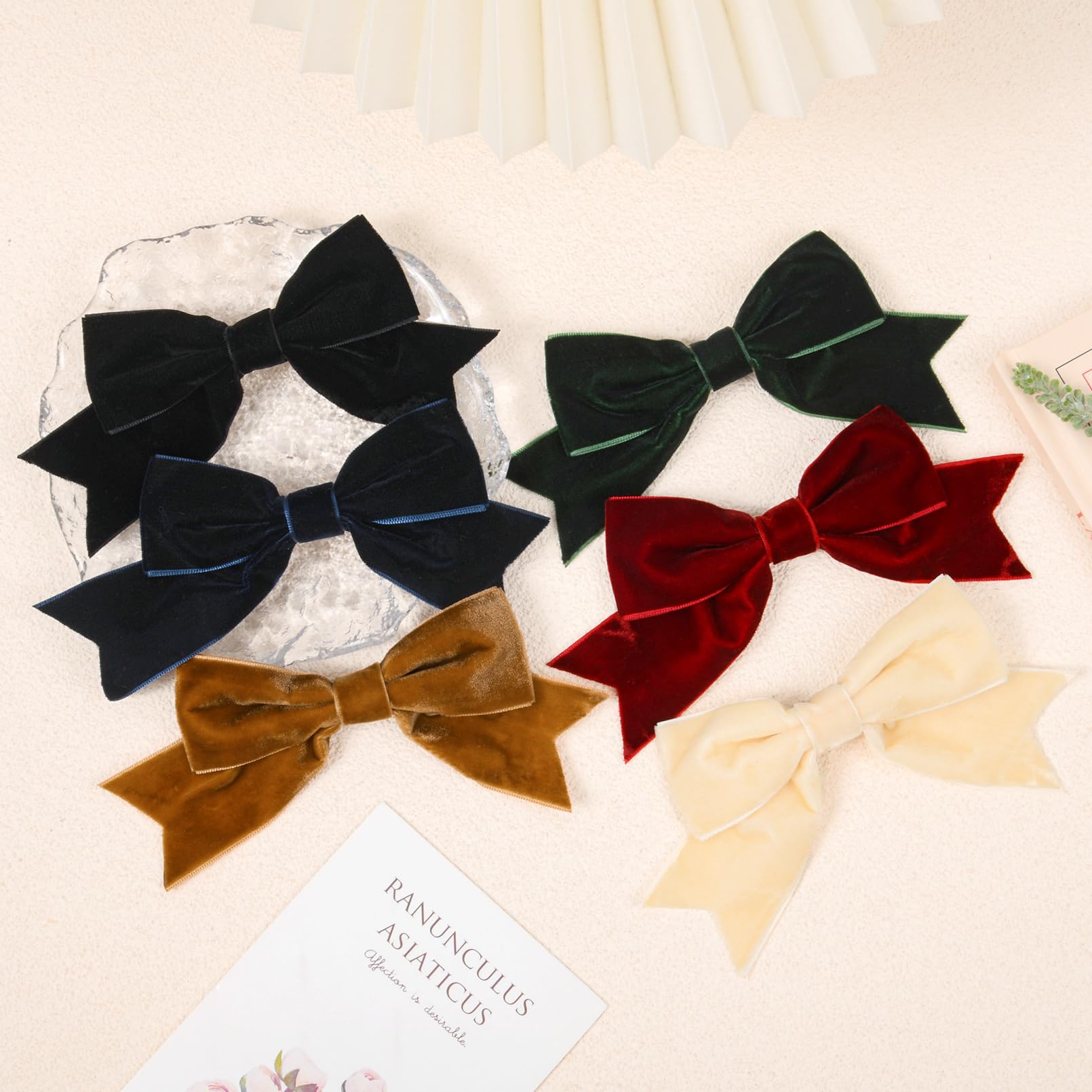 6PCS Velvet Hair Bows - Big Fall Alligator Clips Hair Ribbon Clips for Women, Girls, Toddlers & Baby | Hair Accessories for Parties, Weddings & Daily Wear